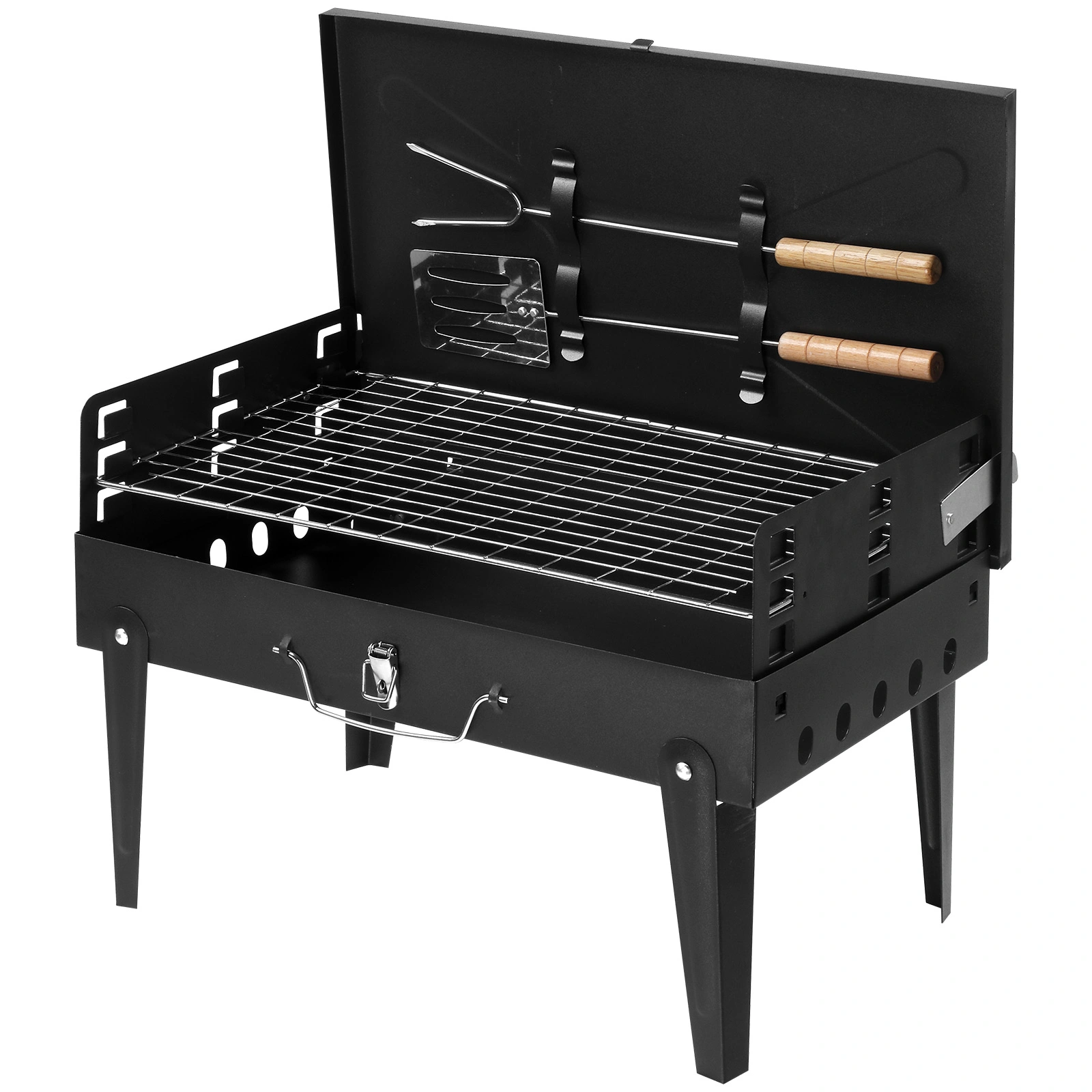44*27*7cm Portable Square Charcoal Grill Black view 6