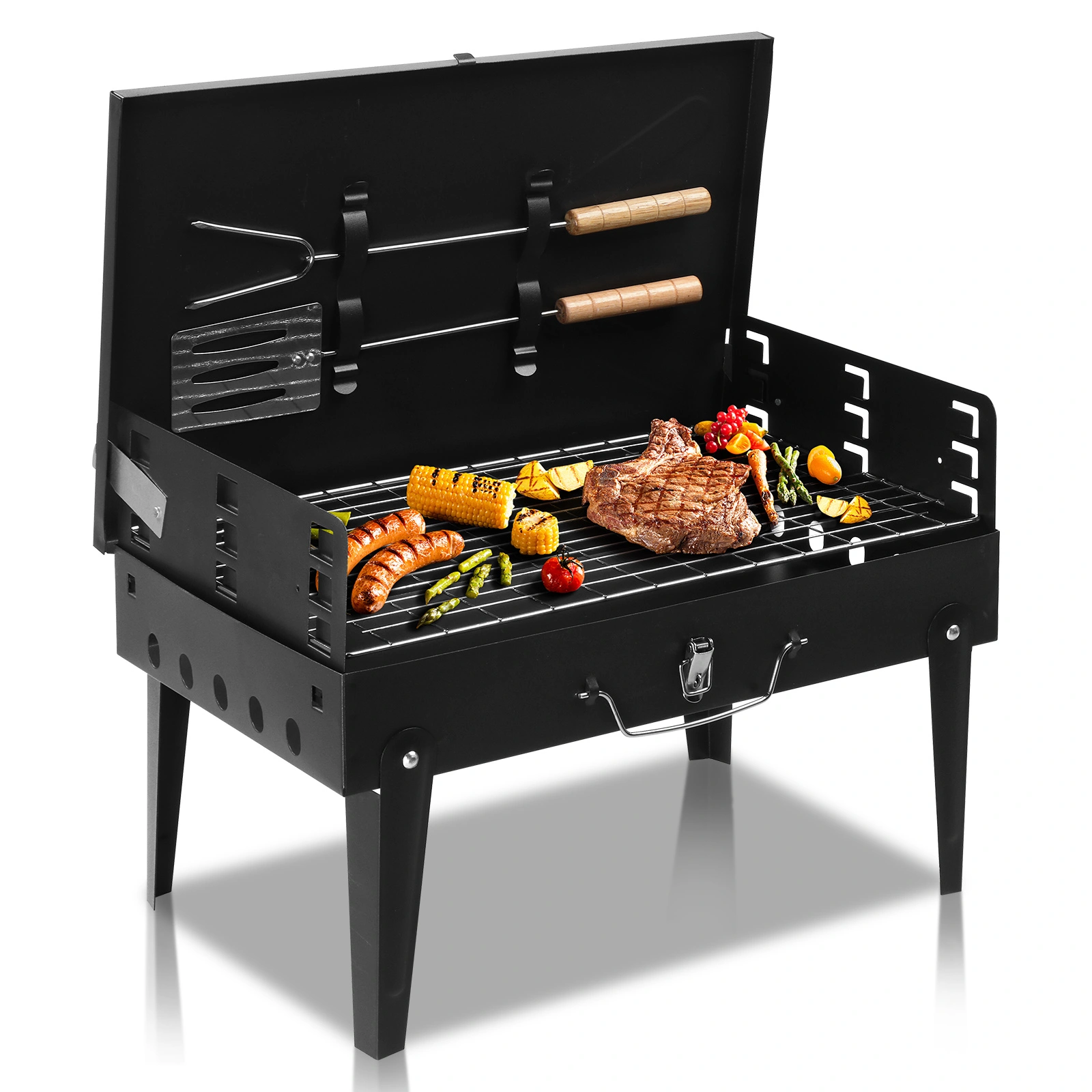 44*27*7cm Portable Square Charcoal Grill Black view 8