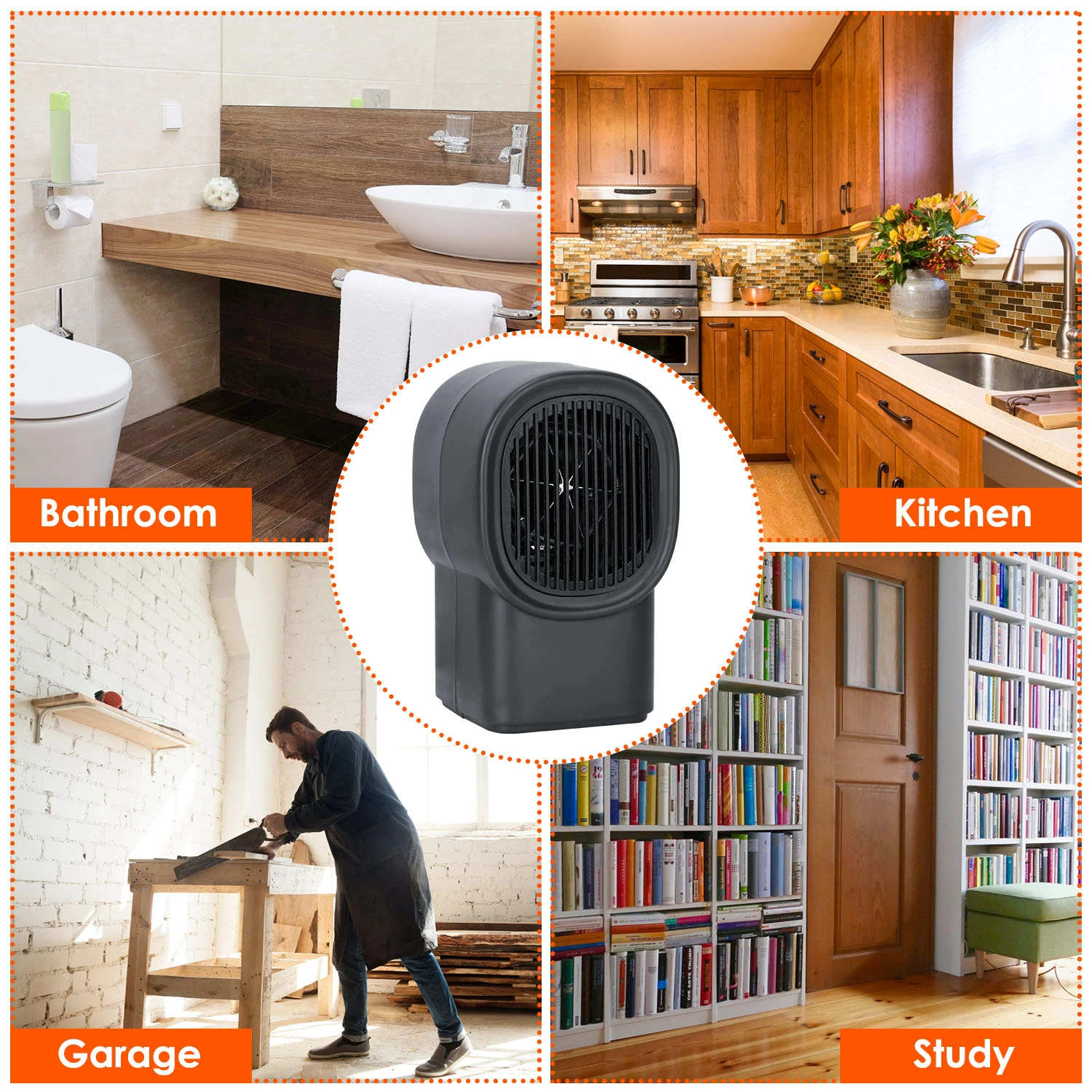 500W Portable Electric Space Heater - Mini Desktop Fan Heater for Home Office Personal Small Room Heating view 2