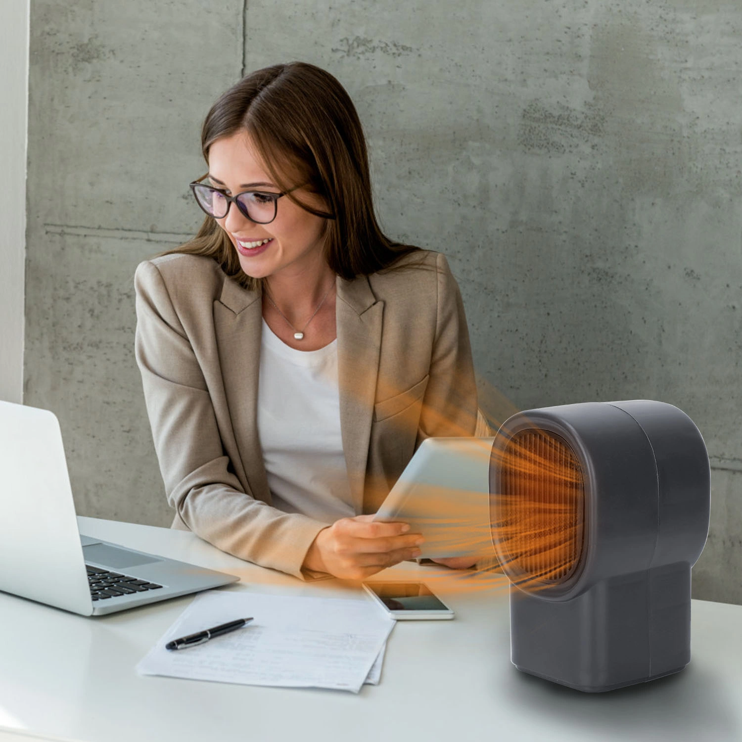 500W Portable Electric Space Heater - Mini Desktop Fan Heater for Home Office Personal Small Room Heating view 4