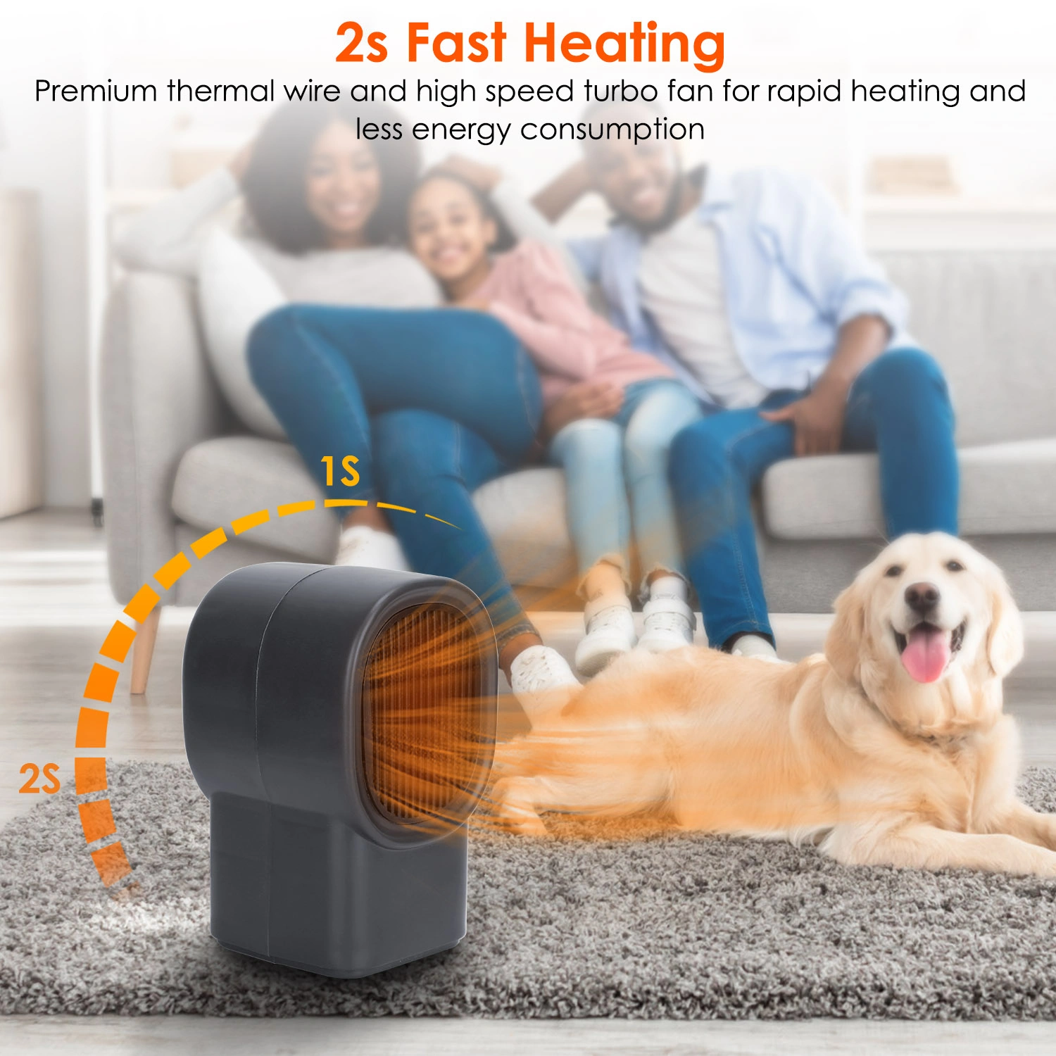 500W Portable Electric Space Heater - Mini Desktop Fan Heater for Home Office Personal Small Room Heating view 5