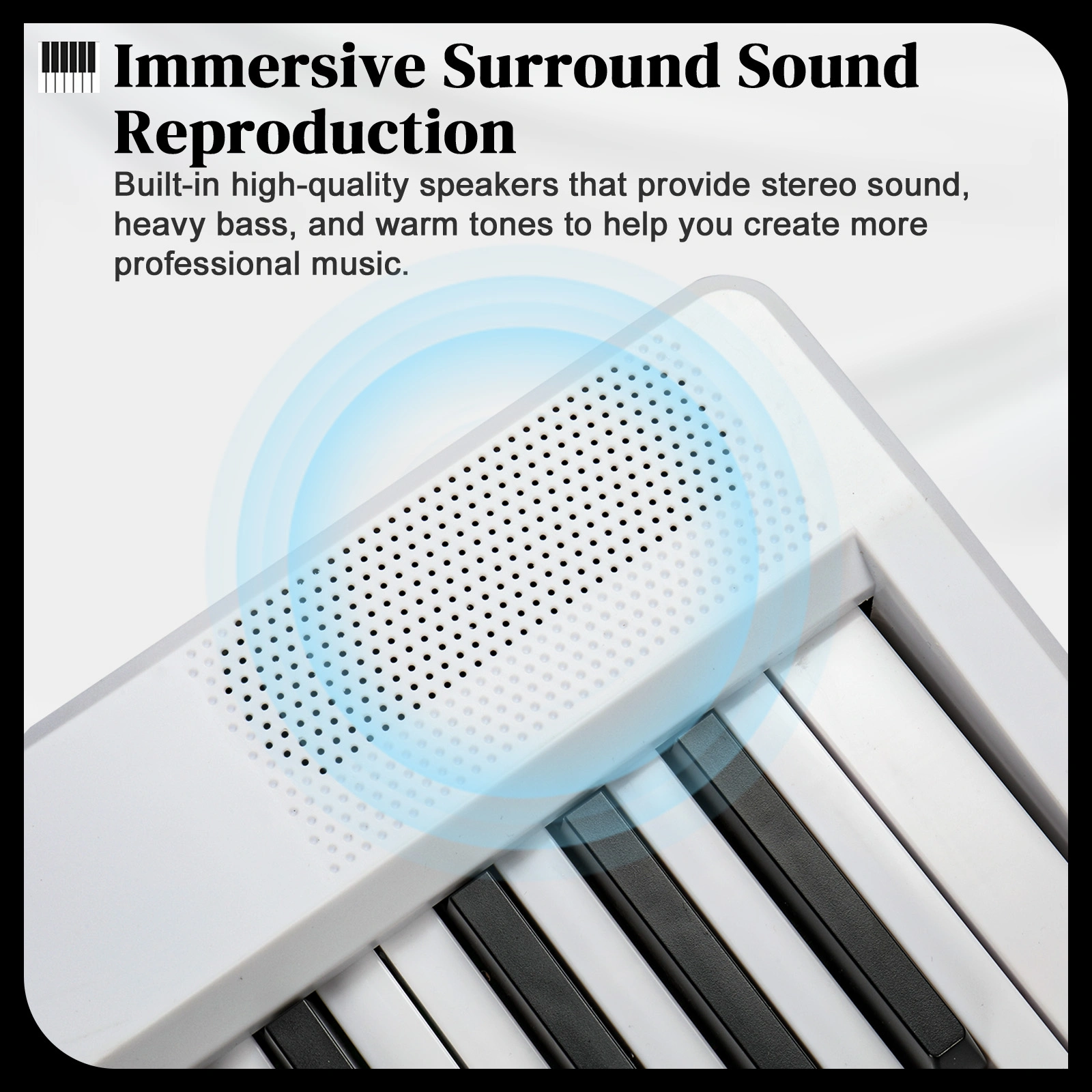 GPP-106 88 Key Folding Piano Semi-Weighted Standard Keyboards Digital Piano with MIDI Bluetooth, Handbag, Headphone, for Piano Lover White color view 5