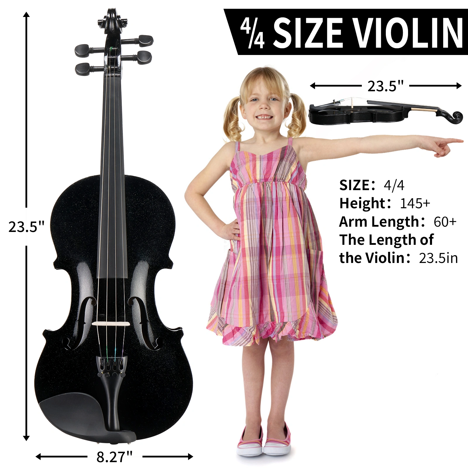 Size 4/4 Violin Set for Adults Beginners Students with Hard Case,Violin Bow,Shoulder Rest,Rosin,Extra Strings and Sordine view 10