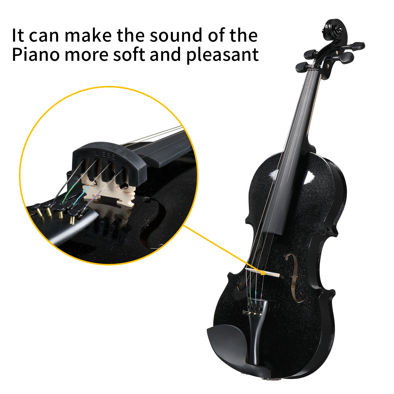 Size 4/4 Violin Set for Adults Beginners Students with Hard Case,Violin Bow,Shoulder Rest,Rosin,Extra Strings and Sordine view 6