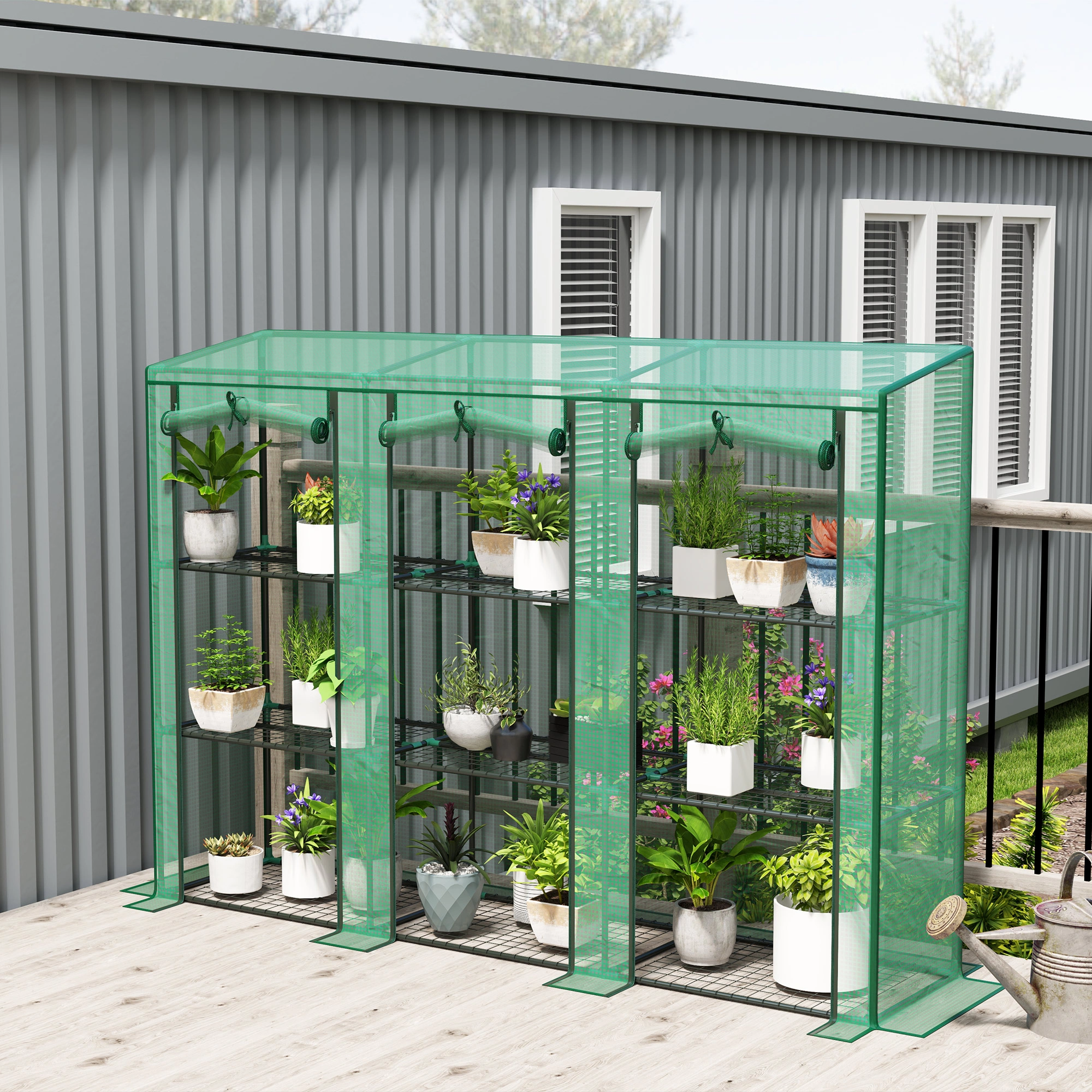 Mini Greenhouse 4-Tier Herb Planter with Dome Cover - Indoor Outdoor Garden Plant Propagator