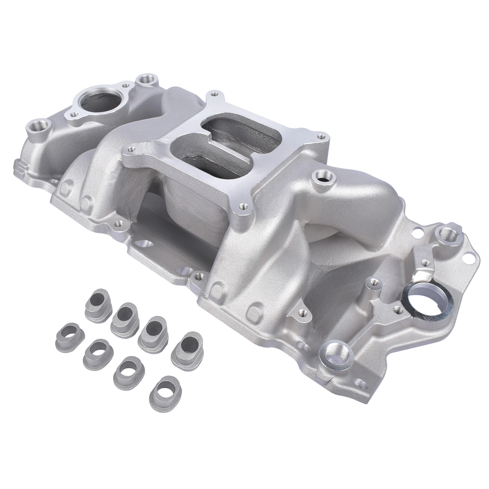 Aluminum Dual Plane Air Gap Intake Manifold For Small Block Chevy 262-400 1955-1986 view 2