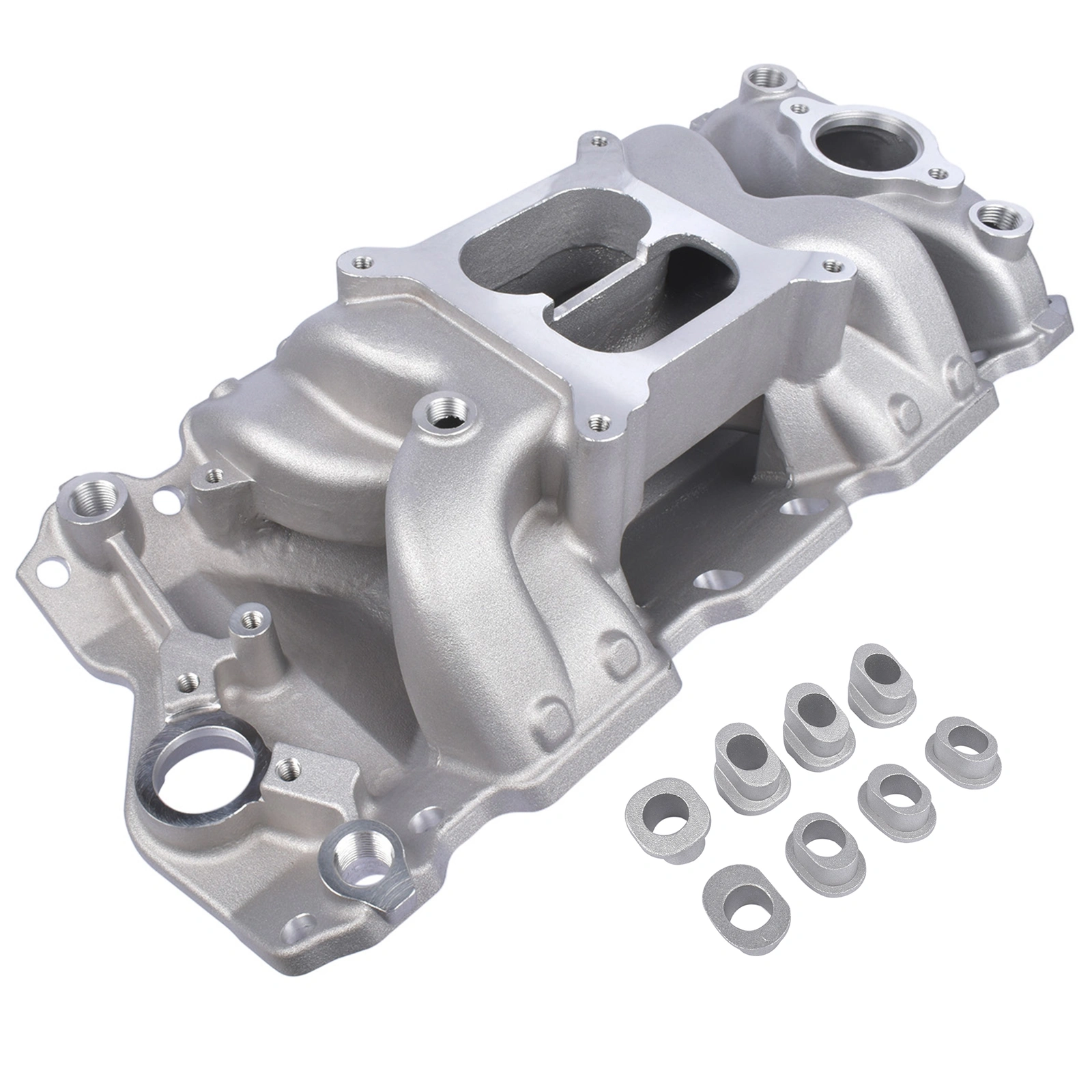 Aluminum Dual Plane Air Gap Intake Manifold For Small Block Chevy 262-400 1955-1986 view 3