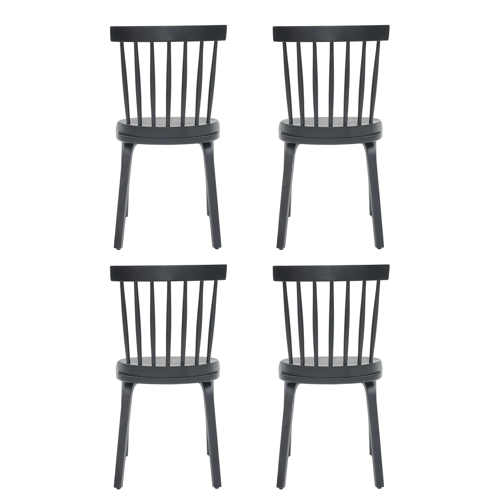 Windsor Dining Chairs Set of 4,Wood Farmhouse Spindle Back, Widen Seat, Mid-Century Modern French Country Style, for Living Room Restaurant, Black