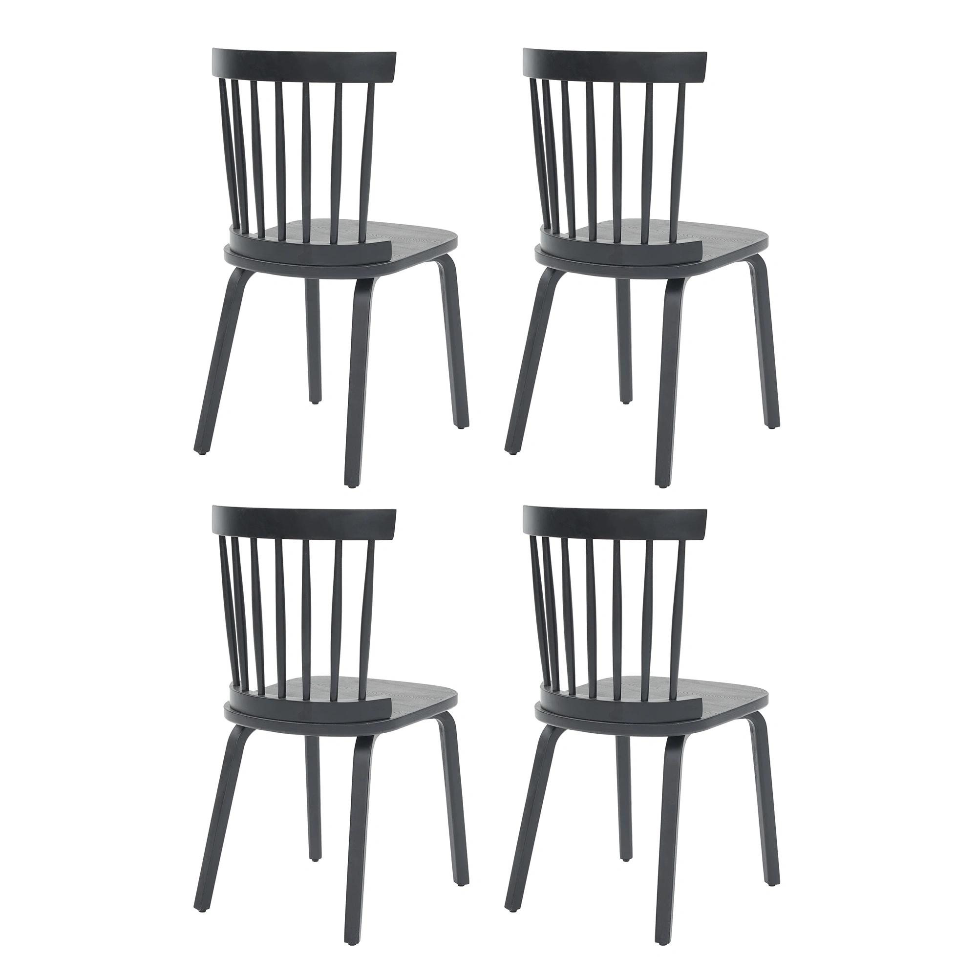 Windsor Dining Chairs Set of 4,Wood Farmhouse Spindle Back, Widen Seat, Mid-Century Modern French Country Style, for Living Room Restaurant, Black view 10