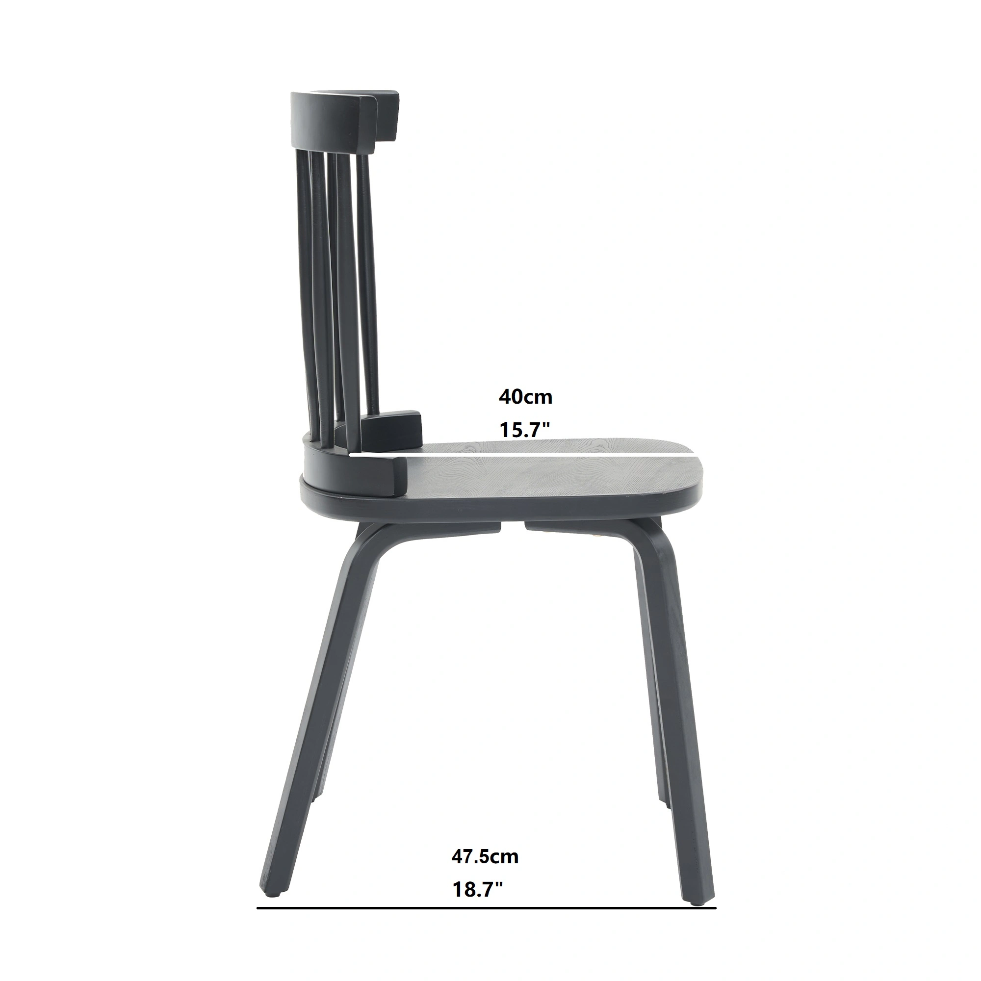 Windsor Dining Chairs Set of 4,Wood Farmhouse Spindle Back, Widen Seat, Mid-Century Modern French Country Style, for Living Room Restaurant, Black view 2