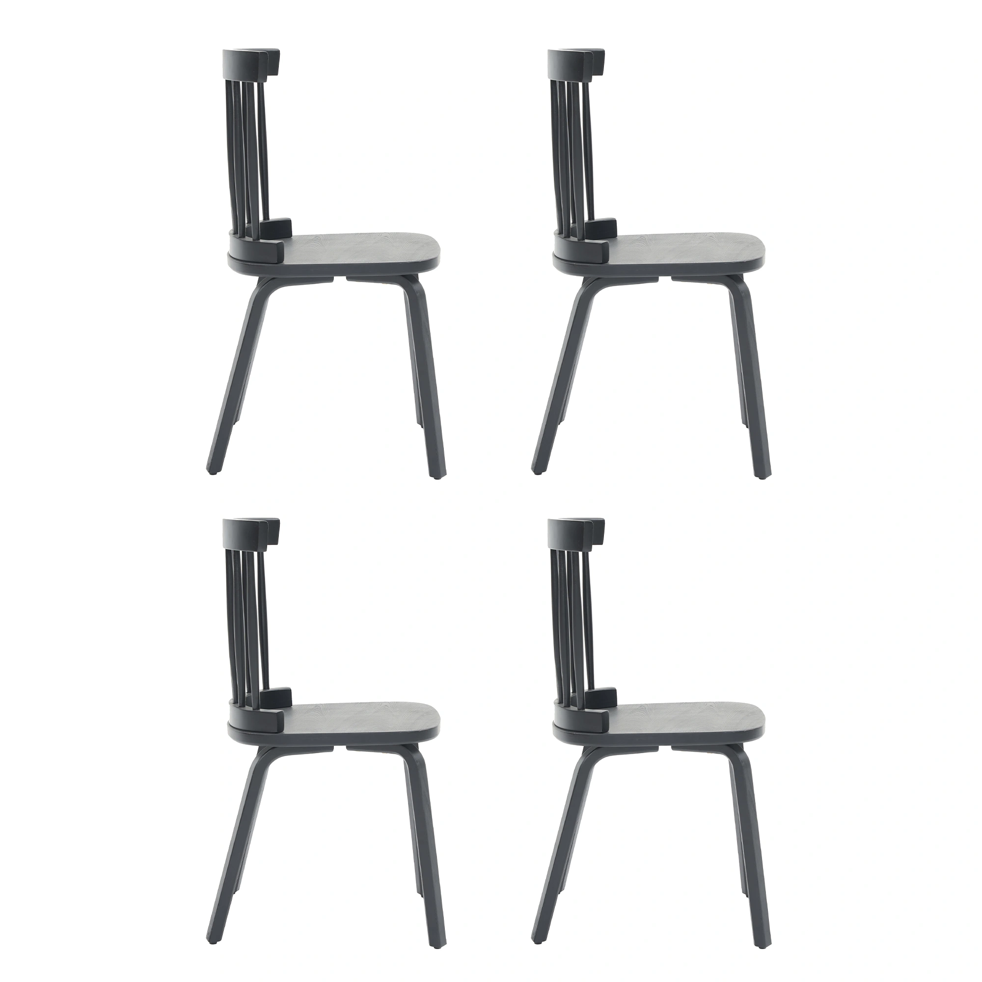 Windsor Dining Chairs Set of 4,Wood Farmhouse Spindle Back, Widen Seat, Mid-Century Modern French Country Style, for Living Room Restaurant, Black view 4