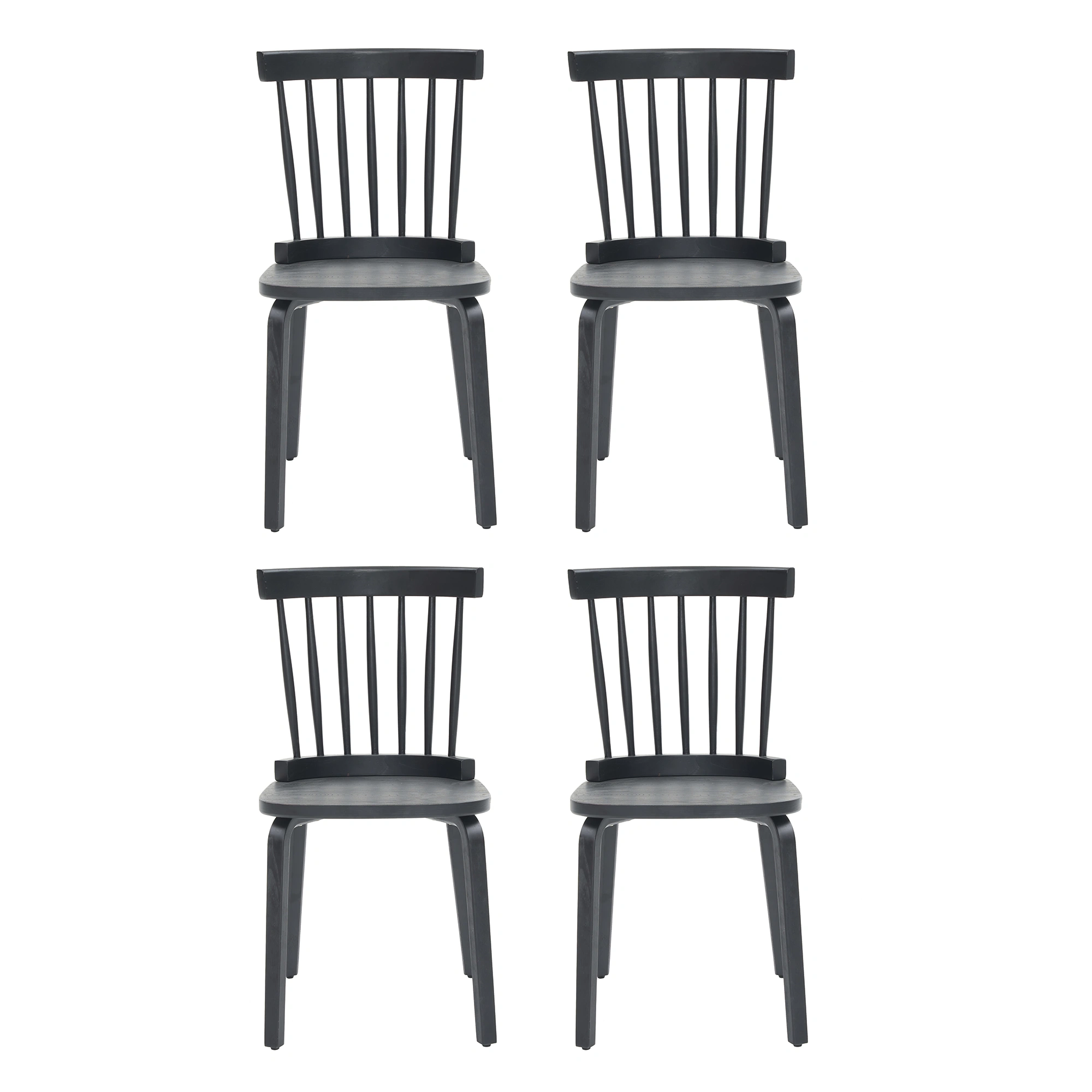 Windsor Dining Chairs Set of 4,Wood Farmhouse Spindle Back, Widen Seat, Mid-Century Modern French Country Style, for Living Room Restaurant, Black view 5