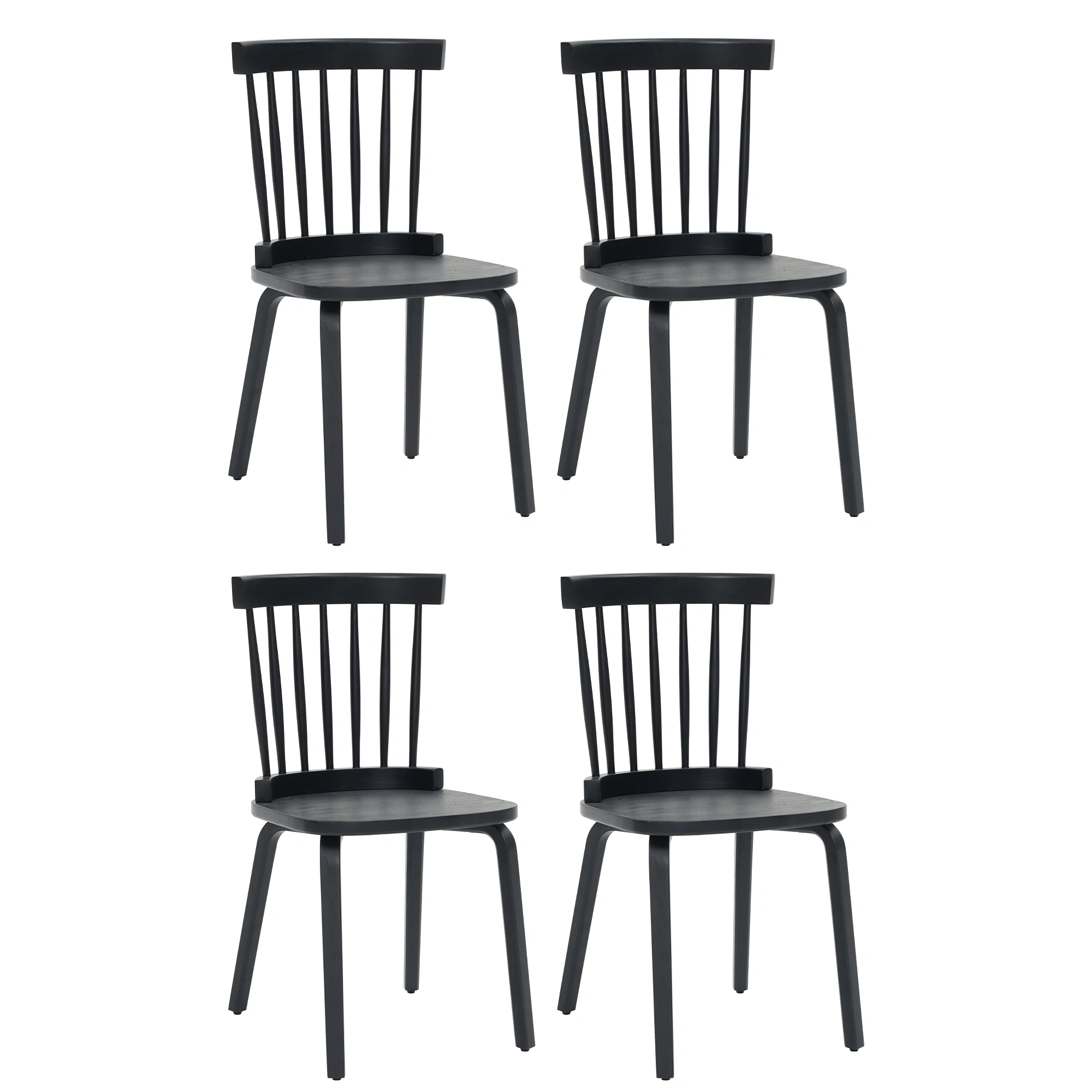 Windsor Dining Chairs Set of 4,Wood Farmhouse Spindle Back, Widen Seat, Mid-Century Modern French Country Style, for Living Room Restaurant, Black view 6