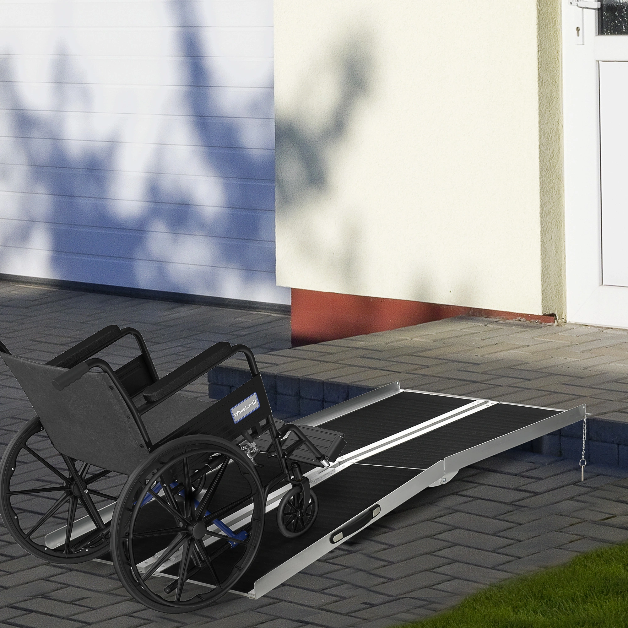 Portable Wheelchair Ramp for Cars & Vans, Aluminum Folding Step Ramp, 48"L x 22"W, 500LB Capacity, Non-Slip Surface, Lightweight & Compact