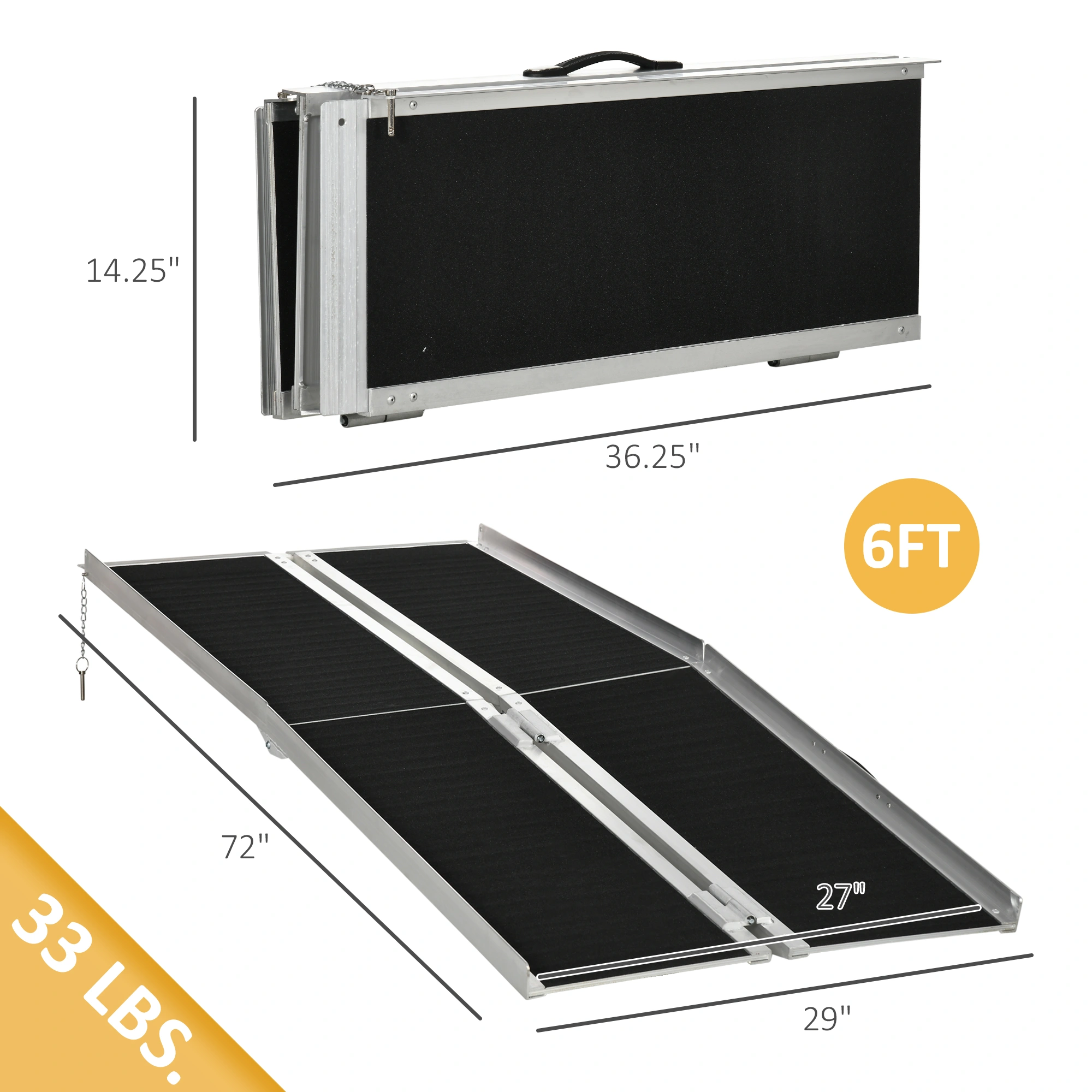 Portable Wheelchair Ramp for Cars & Vans, Aluminum Folding Step Ramp, 48"L x 22"W, 500LB Capacity, Non-Slip Surface, Lightweight & Compact view 2