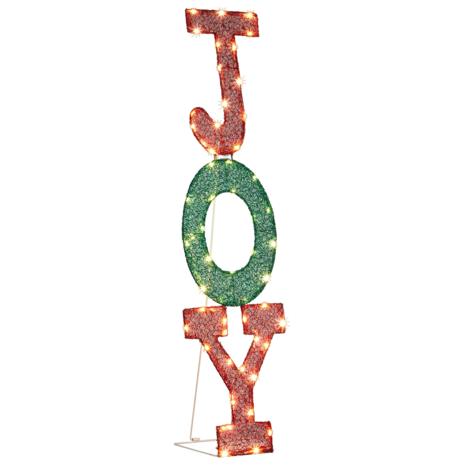 Lighted JOY Letter Sign, 45 LED Warm White Christmas Yard Decor, Pre-lit 2D Outdoor Indoor Holiday Display with Stakes view 3