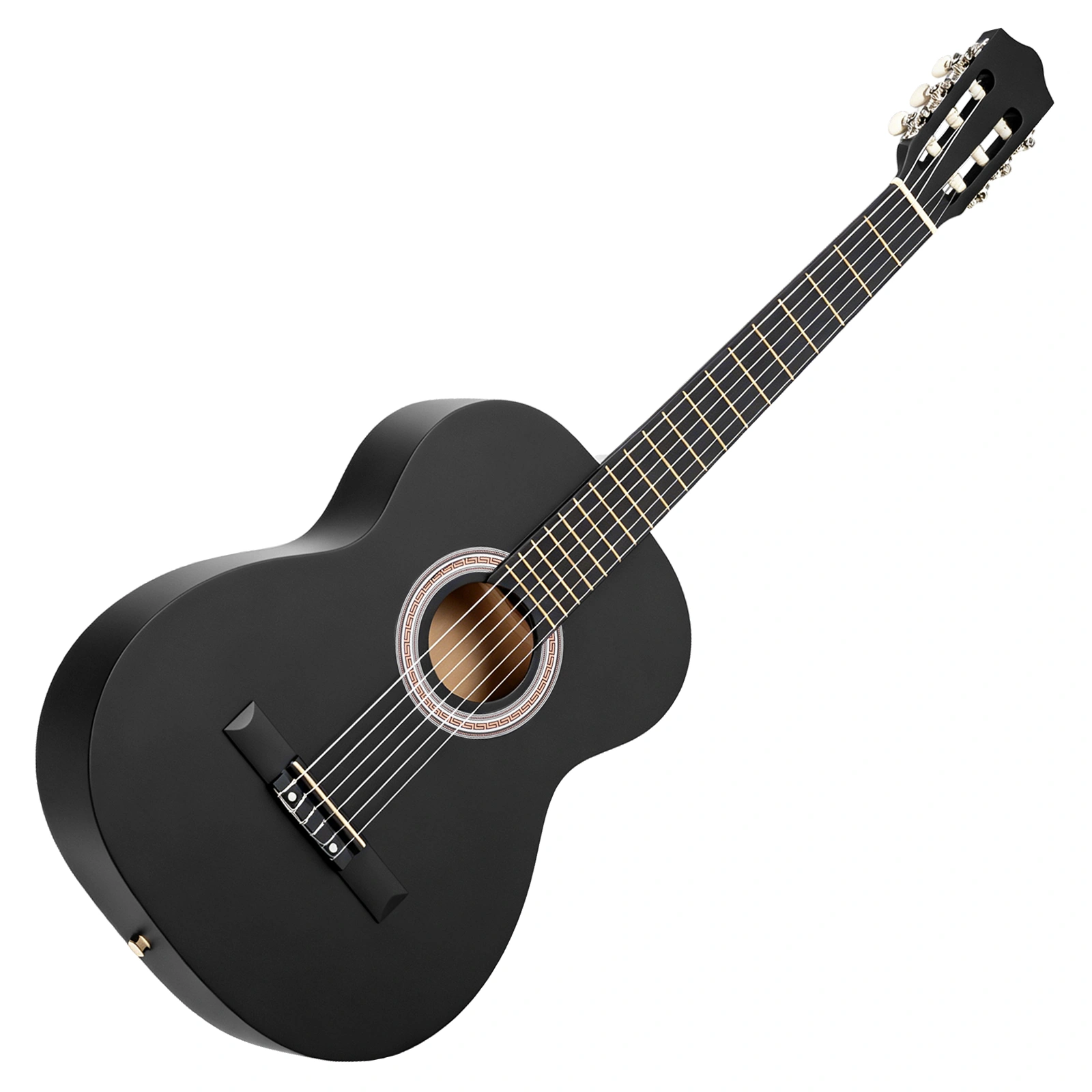 39 Inch Round Barrel Basswood Classical Guitar Folk Acoustic with Gig Bag Strings Picks Capo Tuner Strap Matte Black view 13