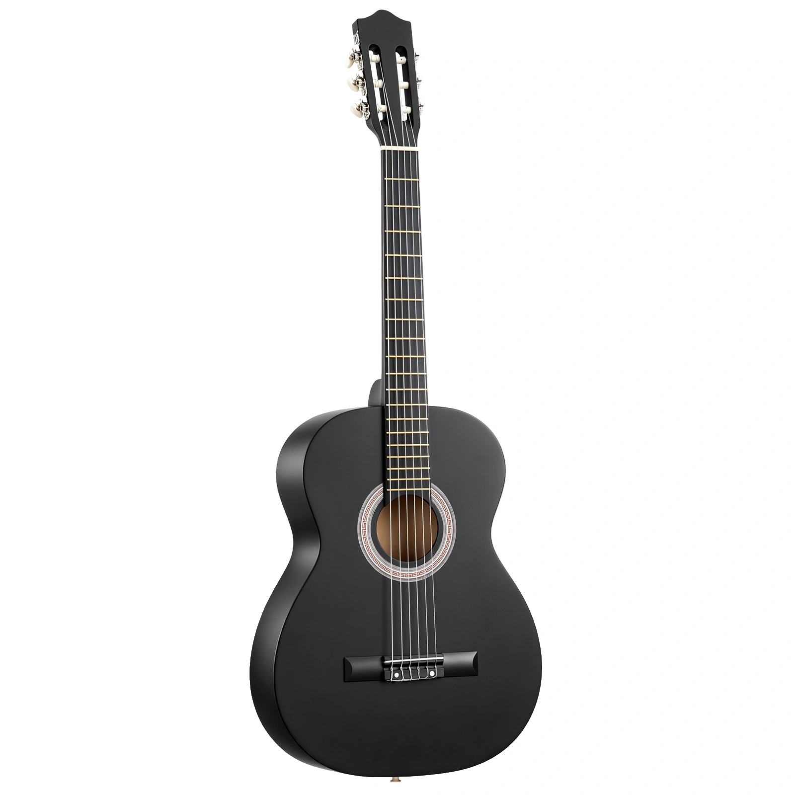 39 Inch Round Barrel Basswood Classical Guitar Folk Acoustic with Gig Bag Strings Picks Capo Tuner Strap Matte Black view 5