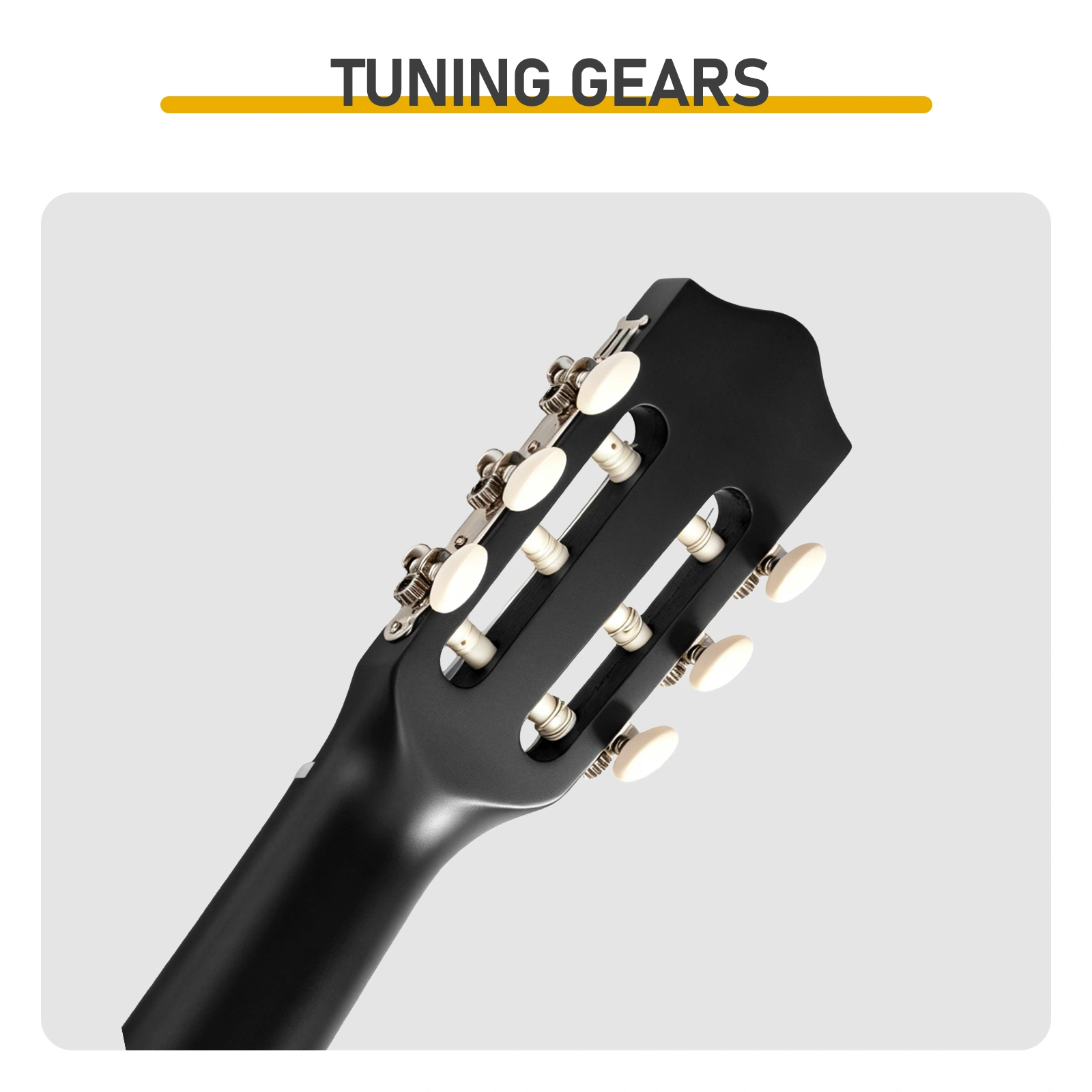 39 Inch Round Barrel Basswood Classical Guitar Folk Acoustic with Gig Bag Strings Picks Capo Tuner Strap Matte Black view 6
