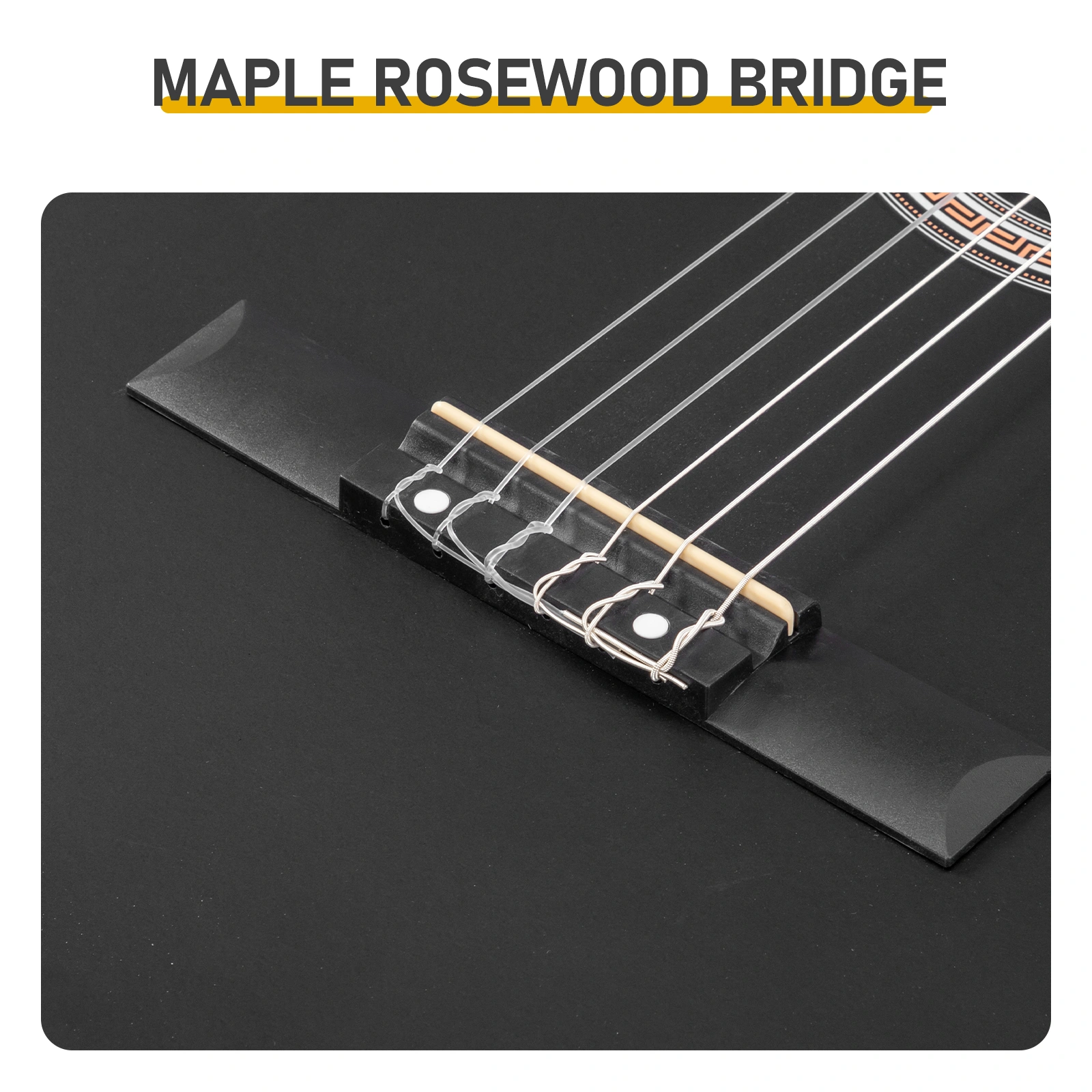 39 Inch Round Barrel Basswood Classical Guitar Folk Acoustic with Gig Bag Strings Picks Capo Tuner Strap Matte Black view 8