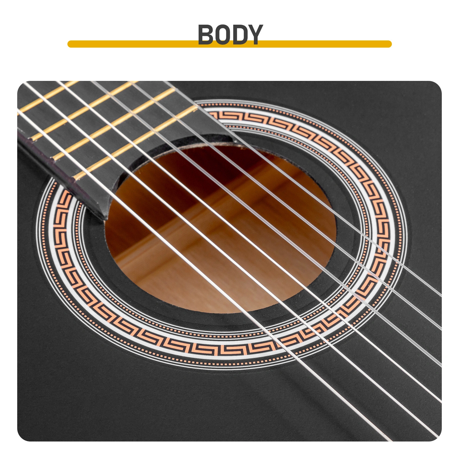 39 Inch Round Barrel Basswood Classical Guitar Folk Acoustic with Gig Bag Strings Picks Capo Tuner Strap Matte Black view 9