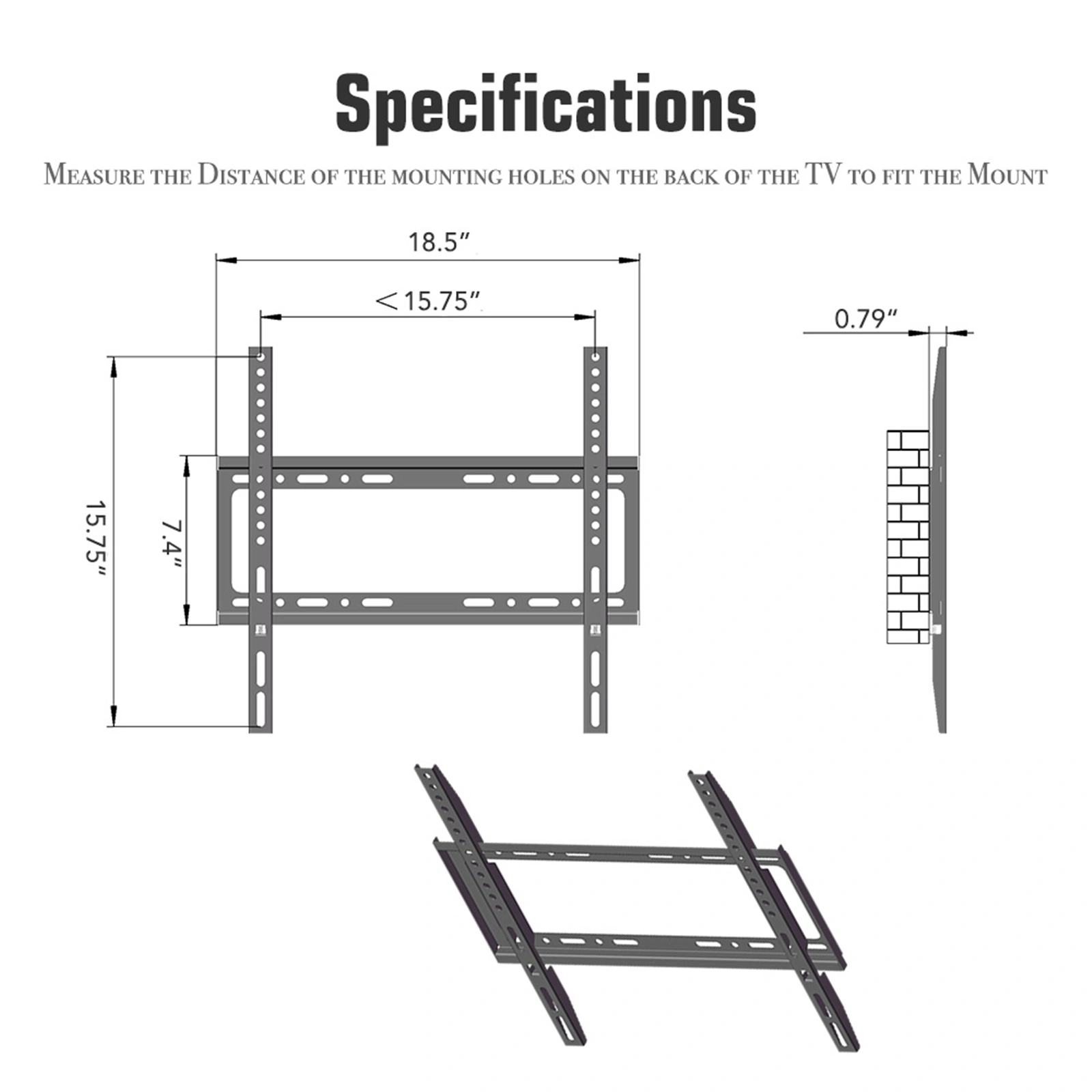 TMW4040 26-55" Wall Mount TV Bracket, Universal Mount with Spirit Bubble Level, Low Profile Tilting TV Wall Mount view 12