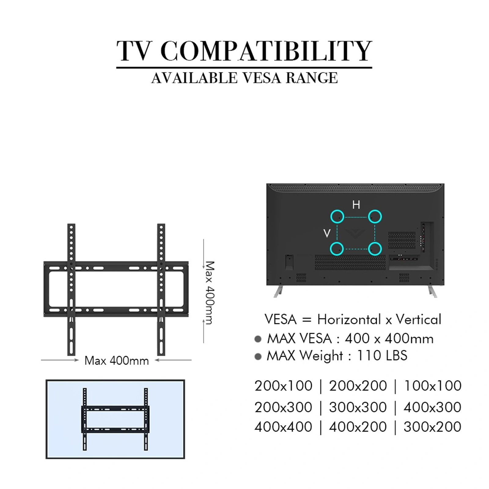 TMW4040 26-55" Wall Mount TV Bracket, Universal Mount with Spirit Bubble Level, Low Profile Tilting TV Wall Mount view 13