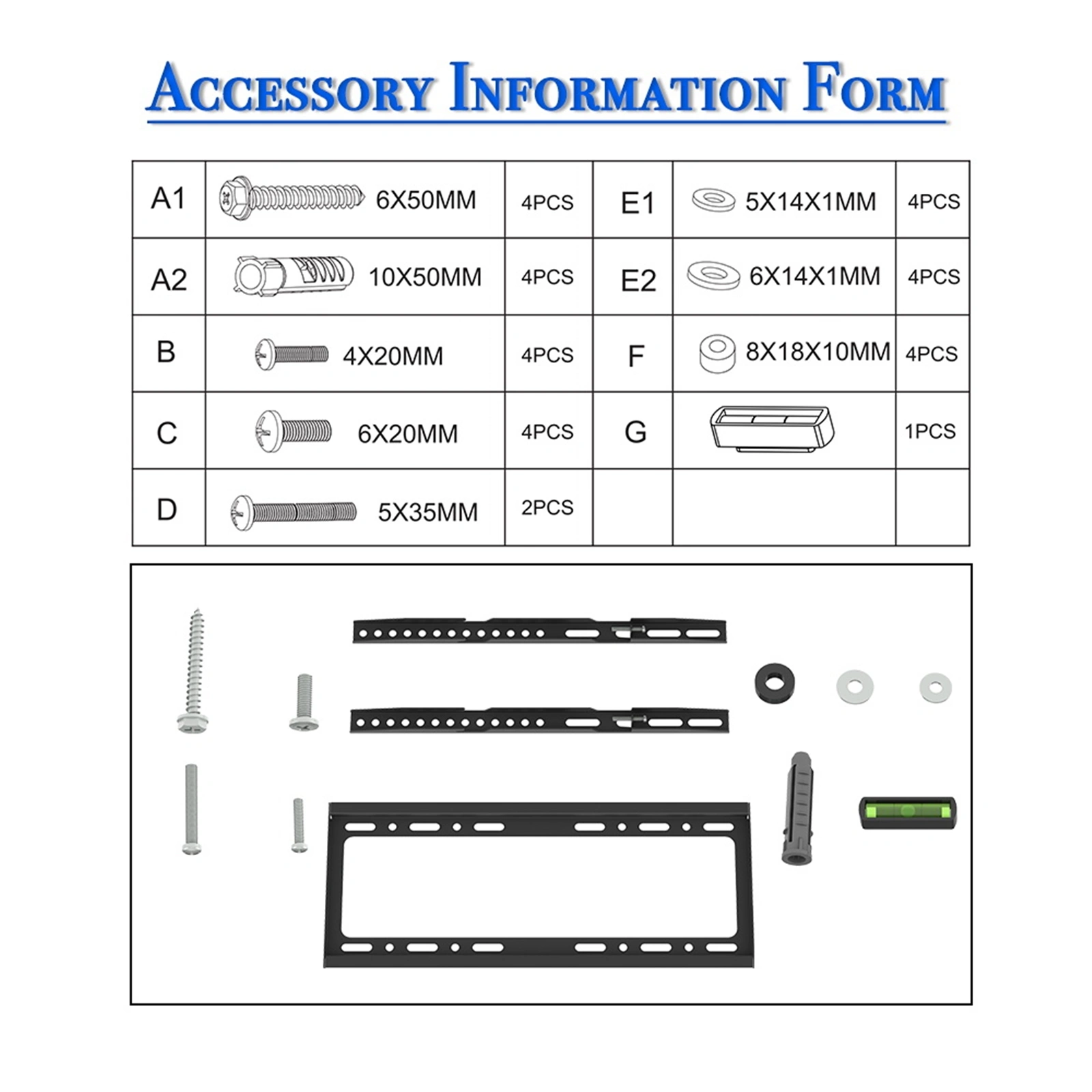 TMW4040 26-55" Wall Mount TV Bracket, Universal Mount with Spirit Bubble Level, Low Profile Tilting TV Wall Mount view 15