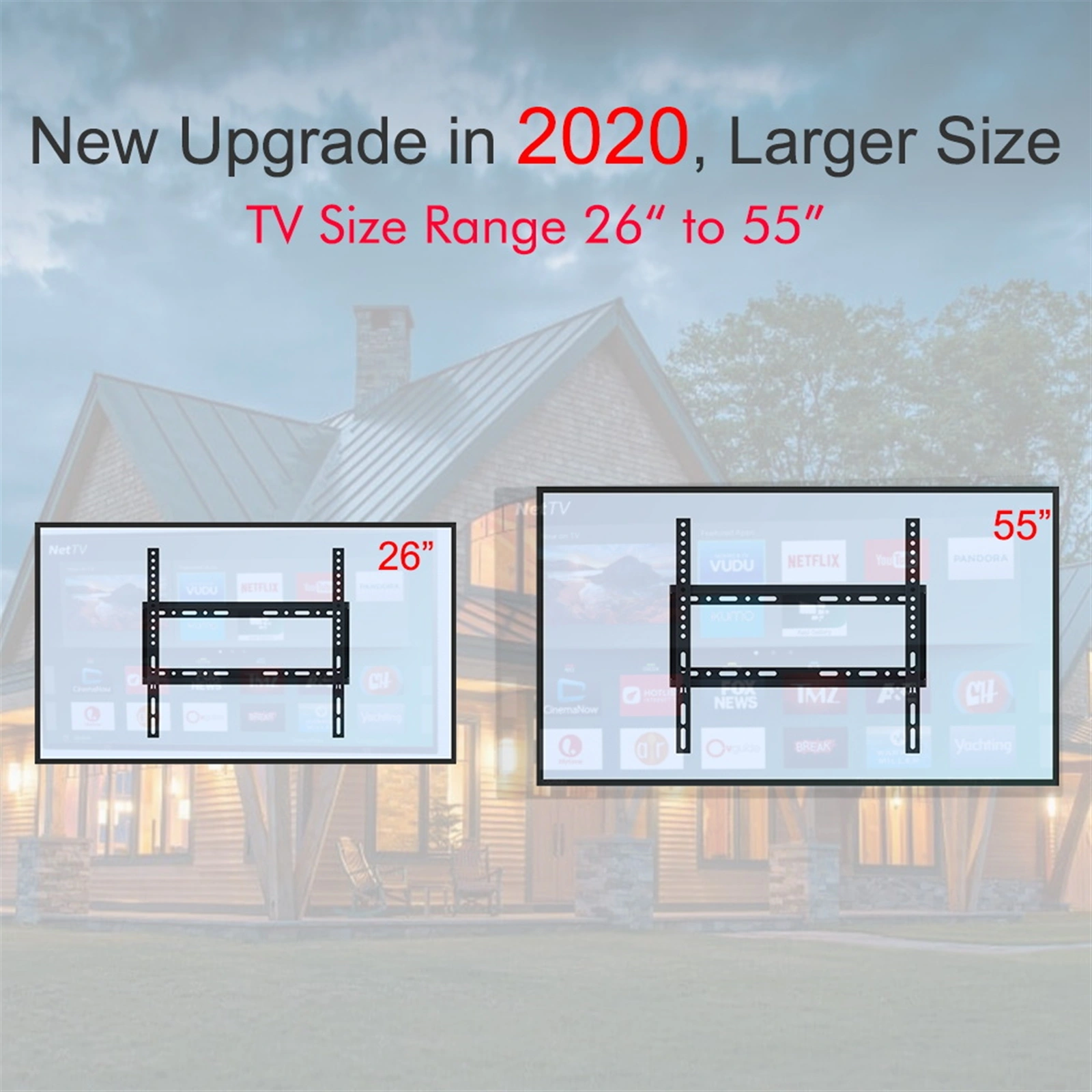 TMW4040 26-55" Wall Mount TV Bracket, Universal Mount with Spirit Bubble Level, Low Profile Tilting TV Wall Mount view 3