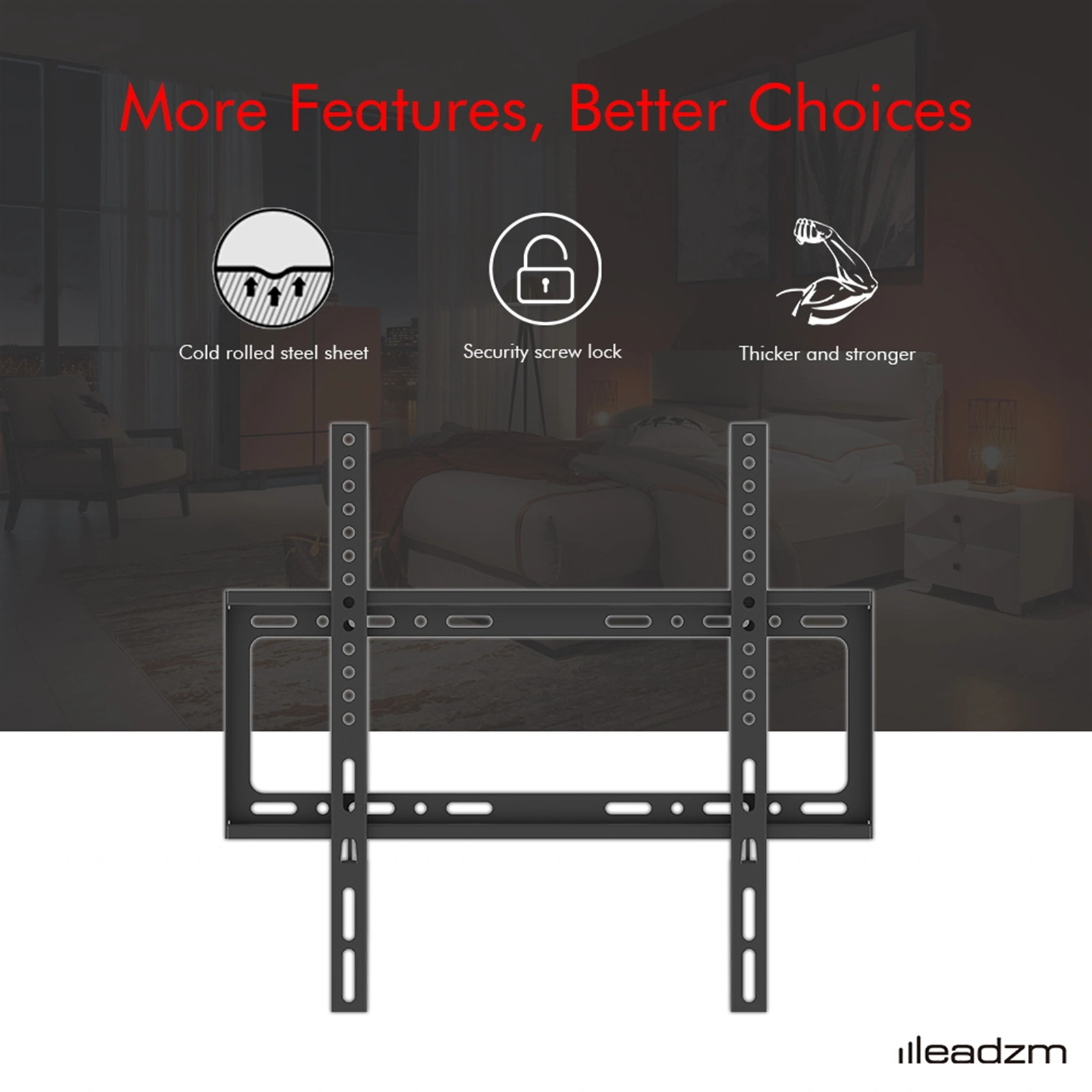 TMW4040 26-55" Wall Mount TV Bracket, Universal Mount with Spirit Bubble Level, Low Profile Tilting TV Wall Mount view 8