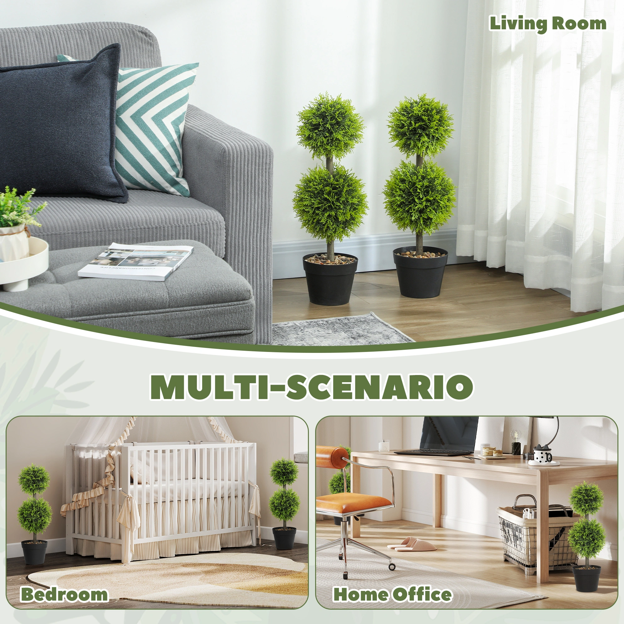 Modern Artificial Plant with Decorative Pot - 35in Faux Greenery Indoor Outdoor Home Garden décor view 4