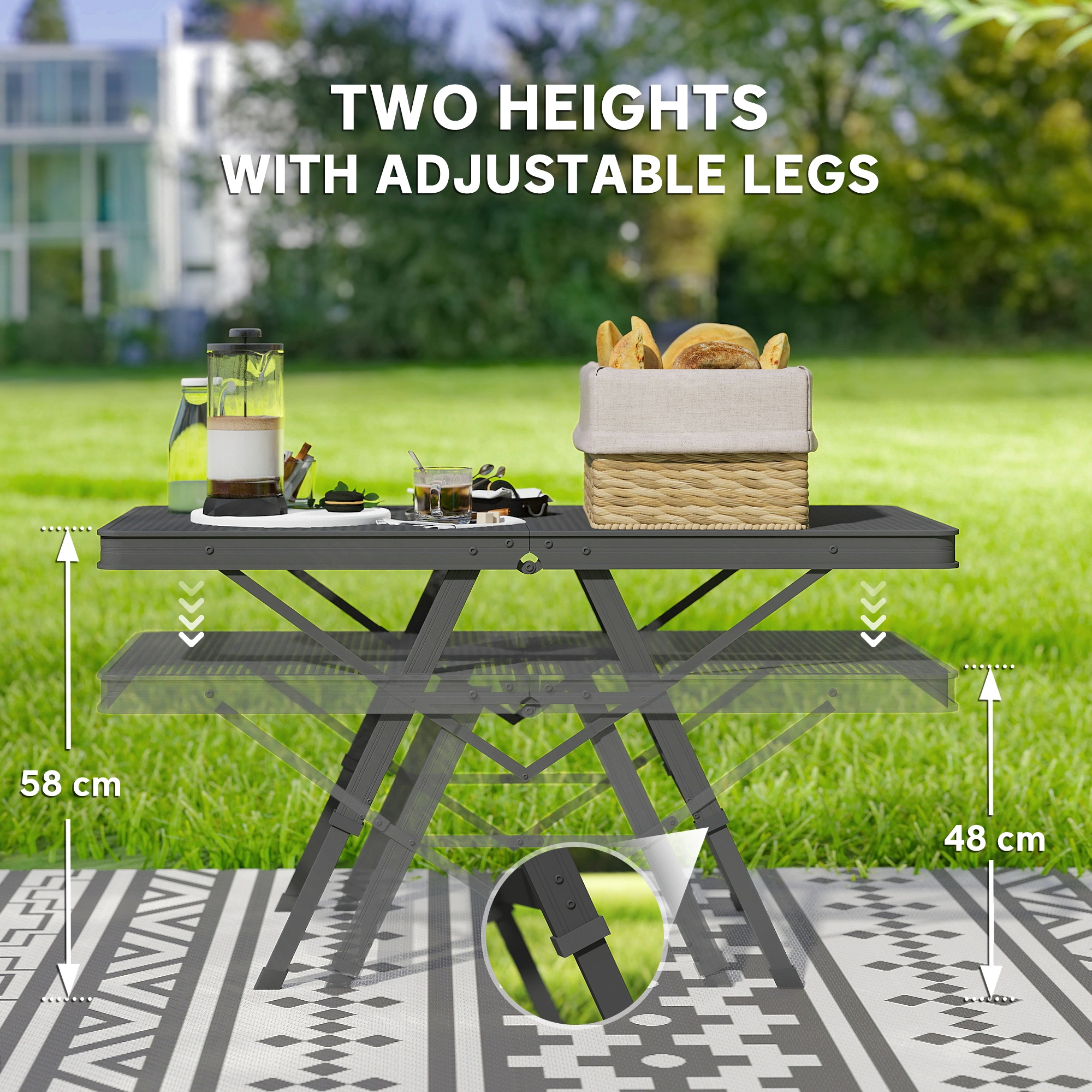 Portable Camping Table, Lightweight Foldable Picnic Table for Outdoor Hiking & Beach