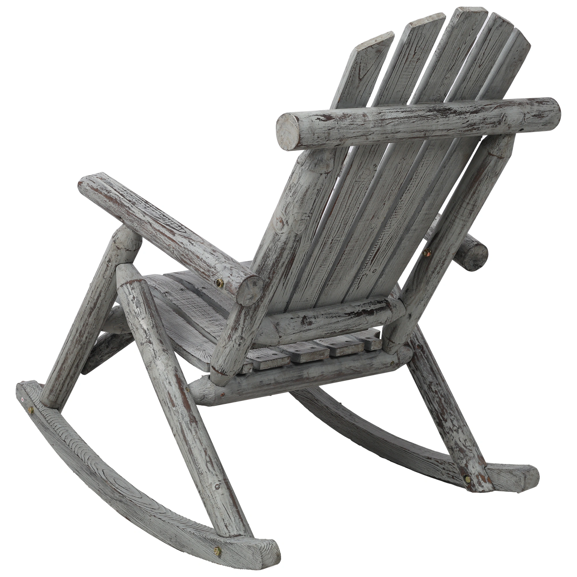Wooden Porch Rocking Chair, Fir Wood Garden Rocker for Patio Outdoor Seating, Light Gray view 7