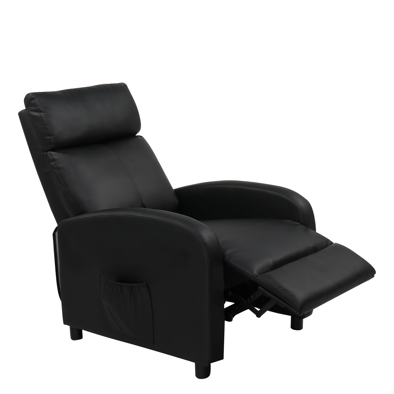 Electric Recliner Chair with Massage and Heat PU Leather Reclining Sofa for Living Room Home Theater Black view 2