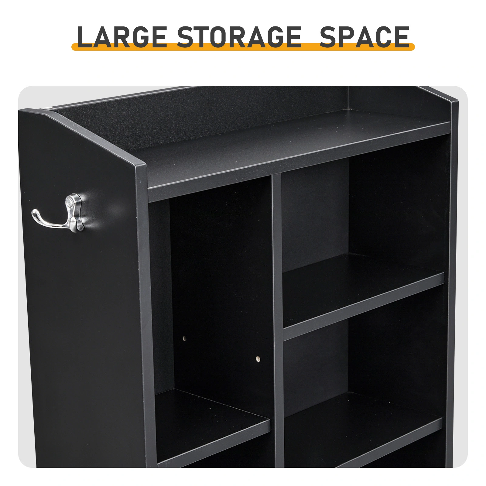 2 Drawers + 1 Shelf + 6-Shelf BedsideTable US Standard Power Supply (1 USB + 1 Type-C + 2 Triple-Prong) Storage Locker P2-12MM Particleboard Laminated Storage Cabinet 17.32*13.78*50in Black view 9