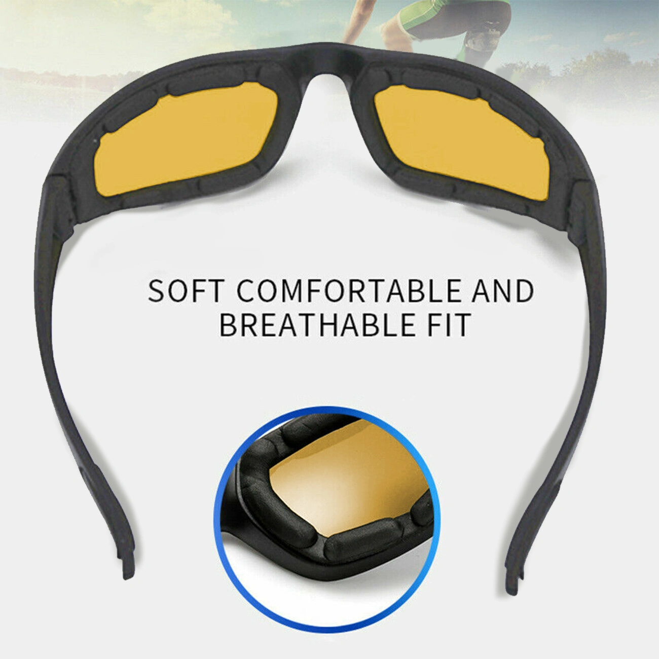 1 pairs Motorcycle Sports Biker Riding Glasses Wind Resistant Eye Protection Sports Goggles Cycling Glasses Sunglasses Yellow Color(US Logistics only For USPS.TK/TMEU only For self-pickup) view 5