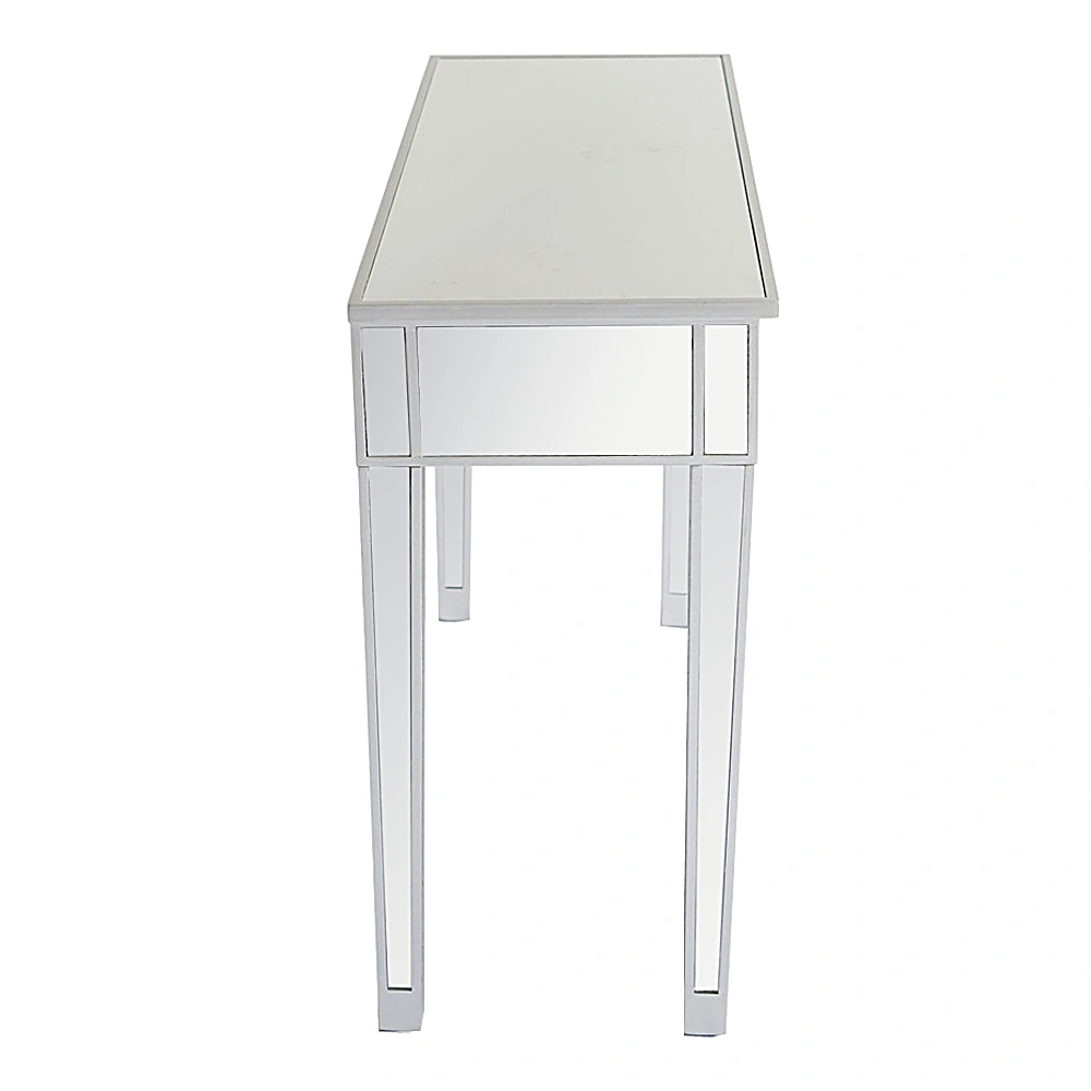 2-Drawer Modern Style Computer Desk MDF Mirror Dressing Table 41.34*14.17*29.92in Silver view 6