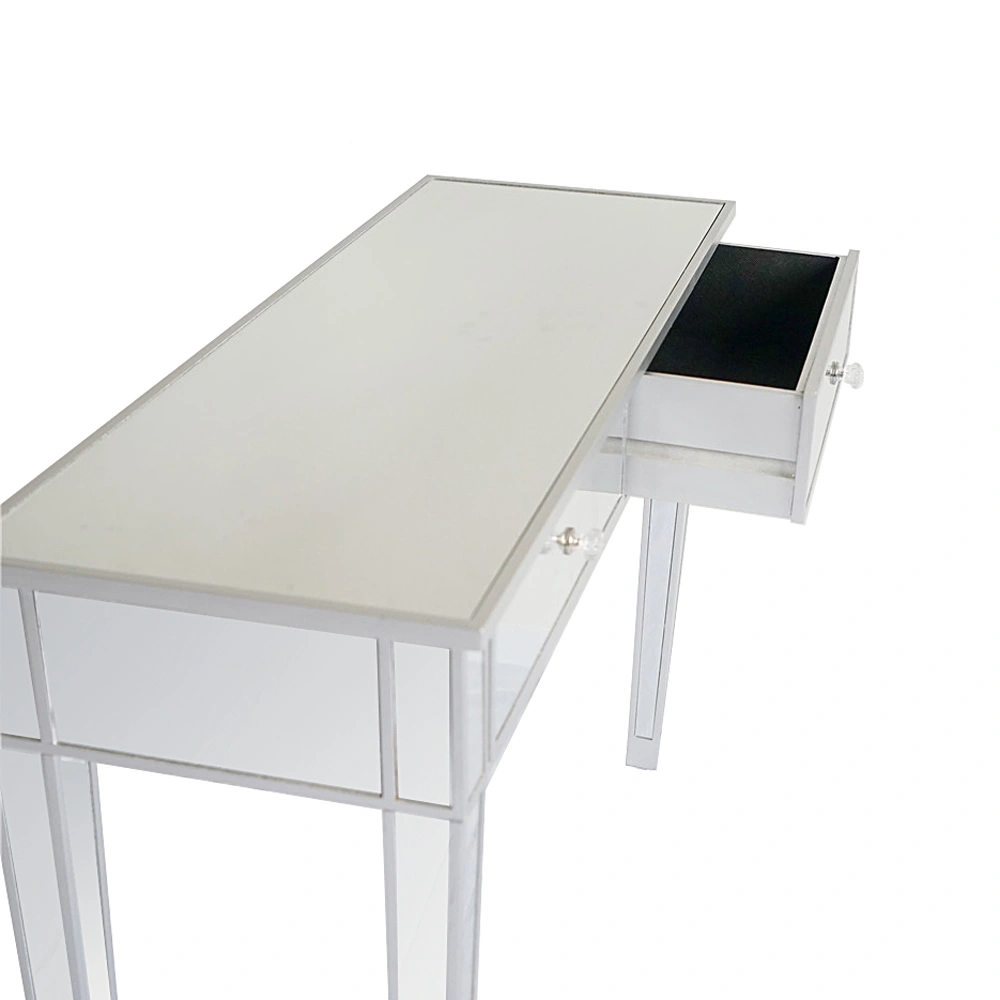 2-Drawer Modern Style Computer Desk MDF Mirror Dressing Table 41.34*14.17*29.92in Silver view 8