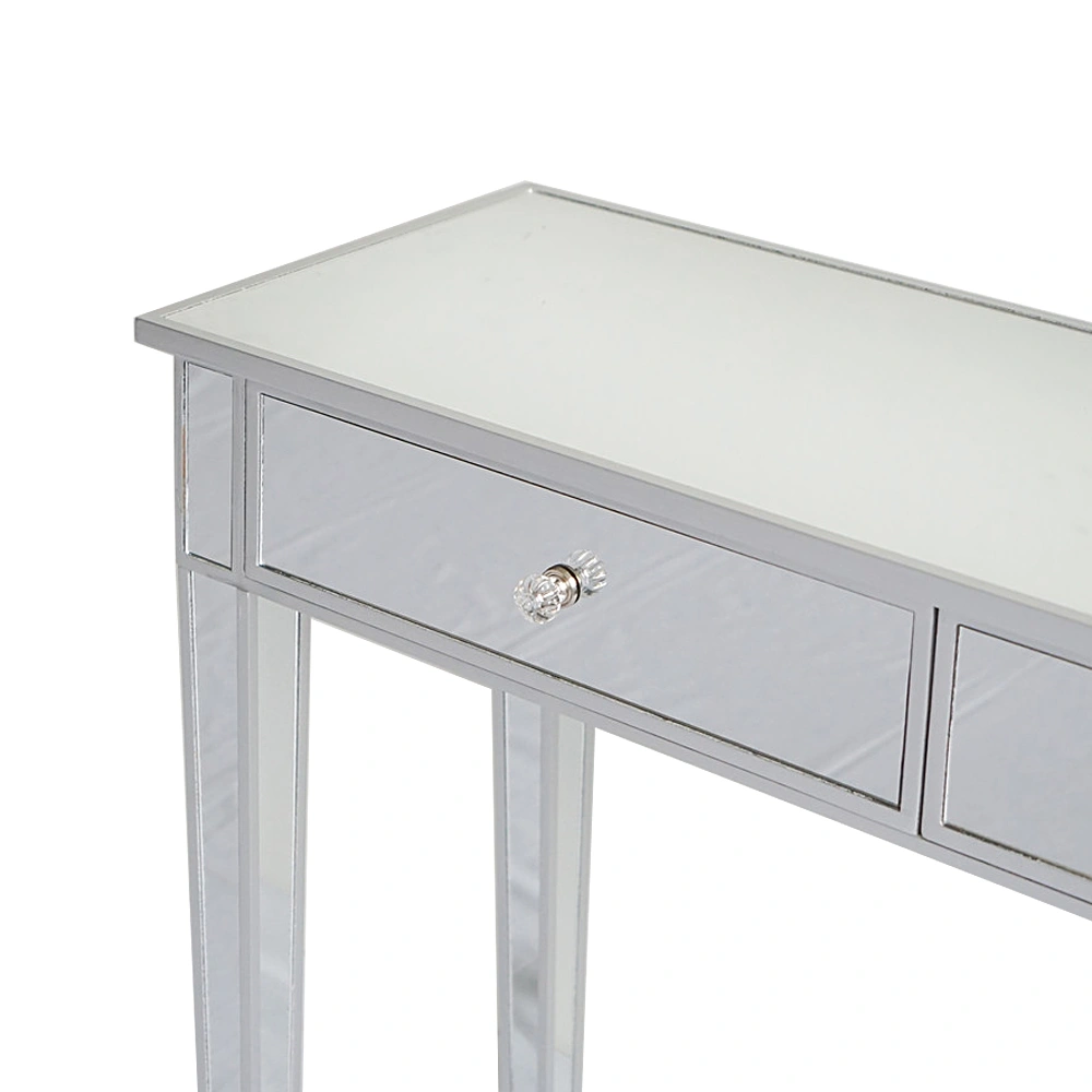 2-Drawer Modern Style Computer Desk MDF Mirror Dressing Table 41.34*14.17*29.92in Silver view 9