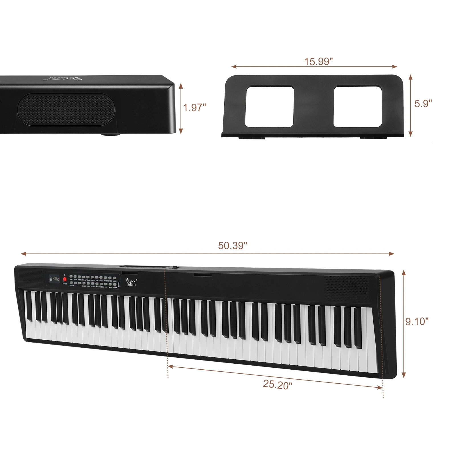 GPP-106 88 Key Folding Piano Semi-Weighted Standard Keyboards Digital Piano with MIDI Bluetooth, Handbag, Headphone, for Piano Lover Black color view 3