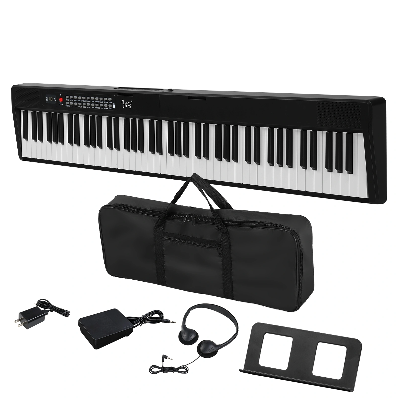 GPP-106 88 Key Folding Piano Semi-Weighted Standard Keyboards Digital Piano with MIDI Bluetooth, Handbag, Headphone, for Piano Lover Black color view 9