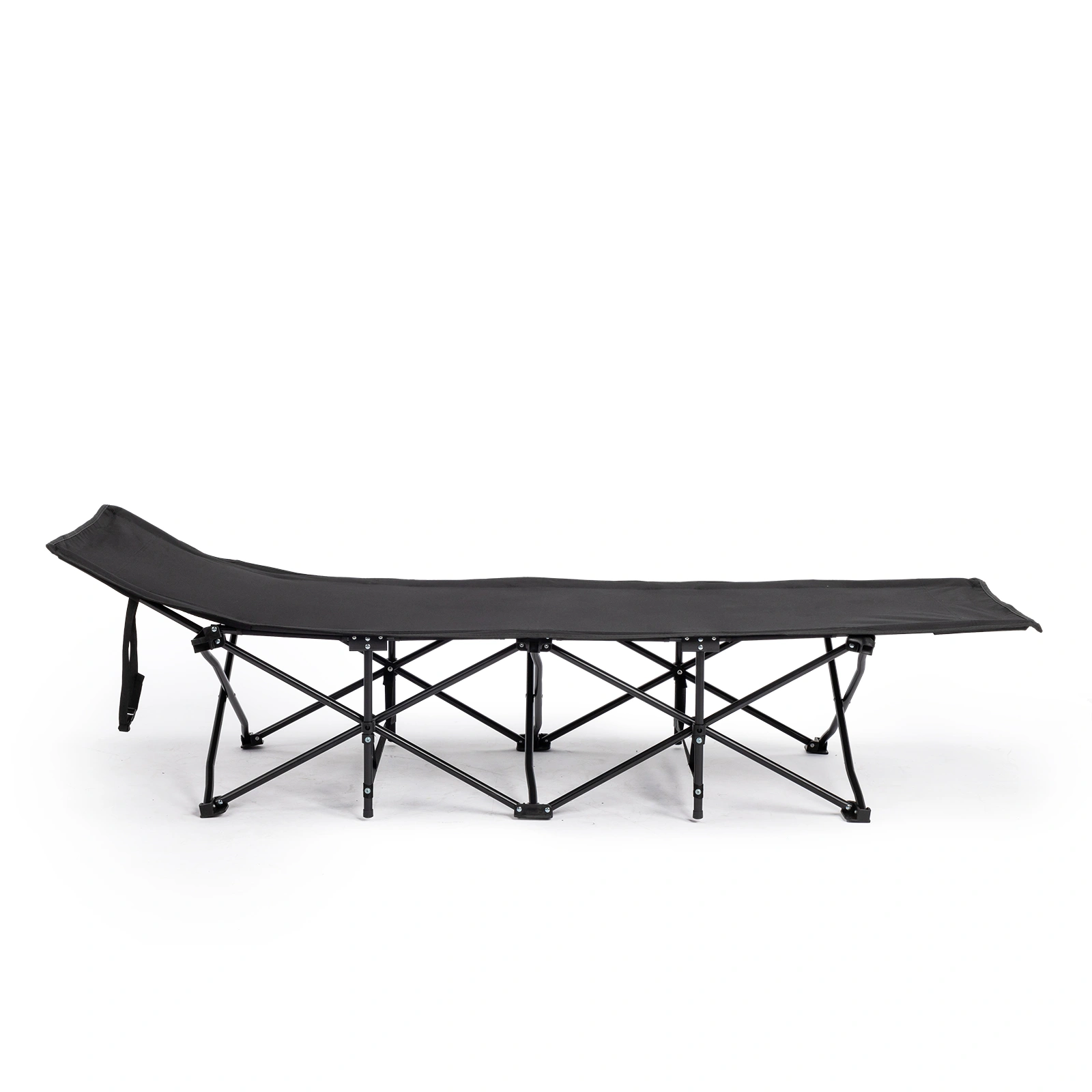 Folding Camping Cot Bed with Soft Pad, Portable Outdoor Cot, Adults Sleeping Bed for Home Office Nap Beach Travel, Black view 8