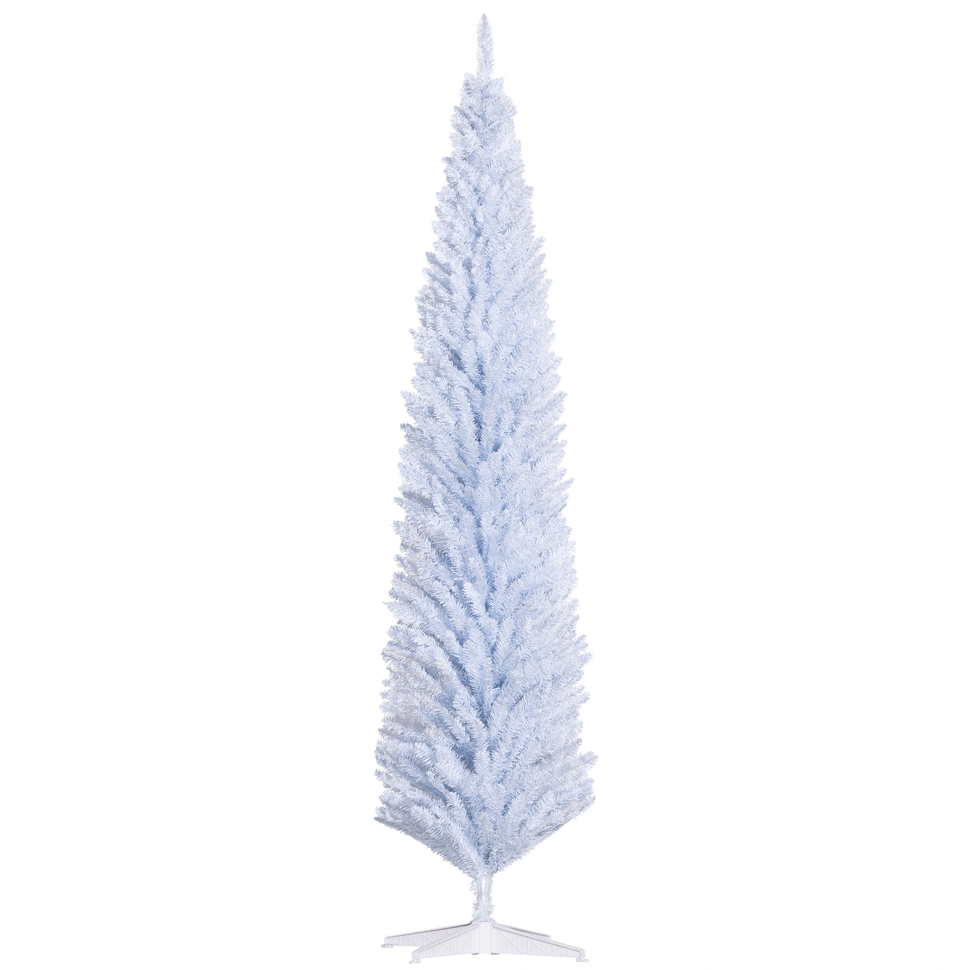 8' Artificial Pencil Christmas Tree, Slim Xmas Tree with 618 Realistic Branch Tips and Plastic Stand, White-Does not support self pick up view 8