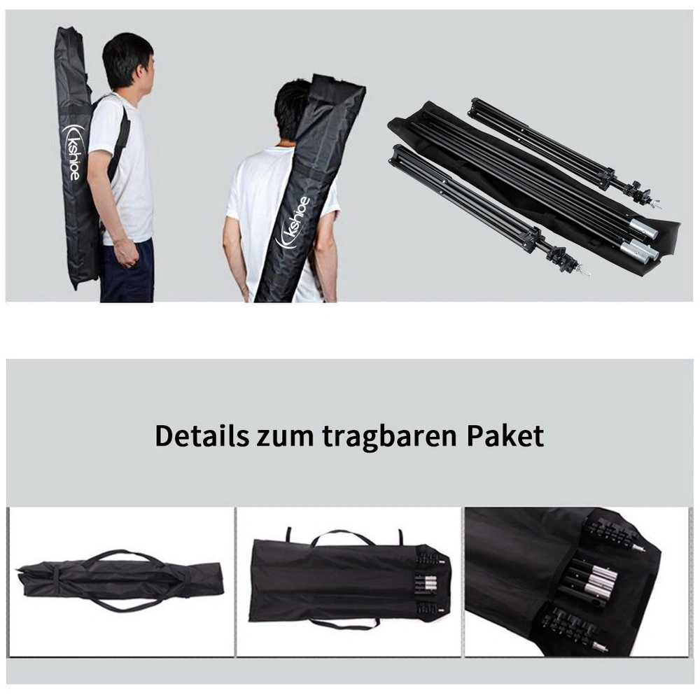 135W Black Silver Backdrop Support System Muslin Background Panel Kit Stand Clamp Set view 2