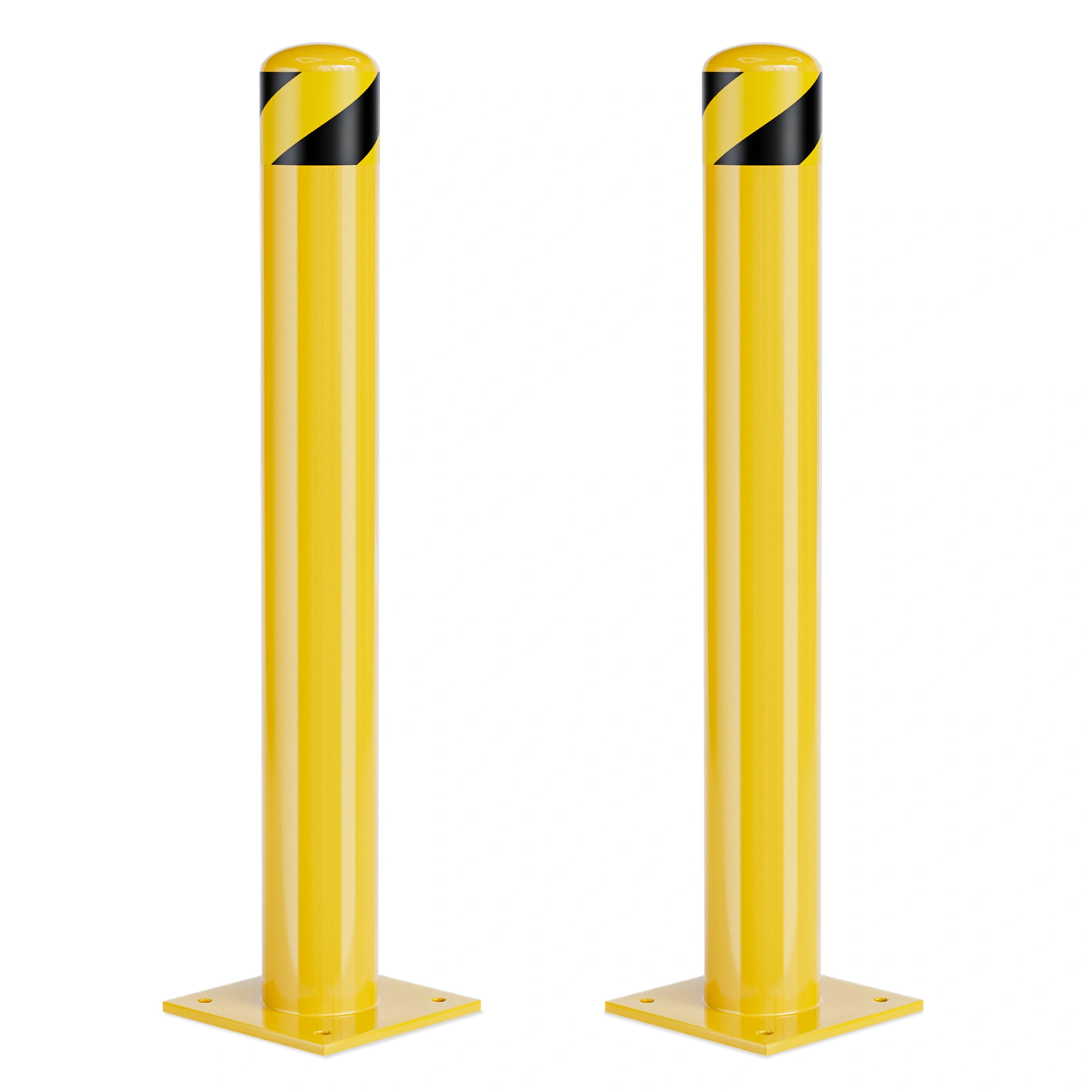 36 Inch Steel Parking Bollard Post, 4.5" Diameter Yellow Powder Coated Safety Bollards, Heavy-Duty Traffic Barrier for Parking Lot & Sensitive Areas