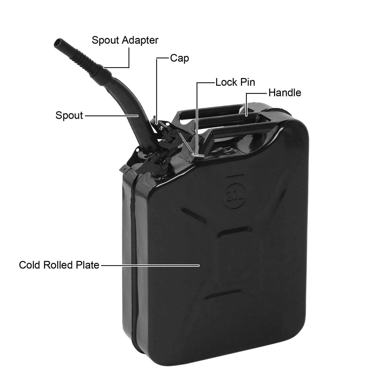 20L Steel Oil Drum, 0.6mm Thick Black Iron Pipe Barrel, 1-Pack, Heavy Duty Industrial Storage Container, Black view 3