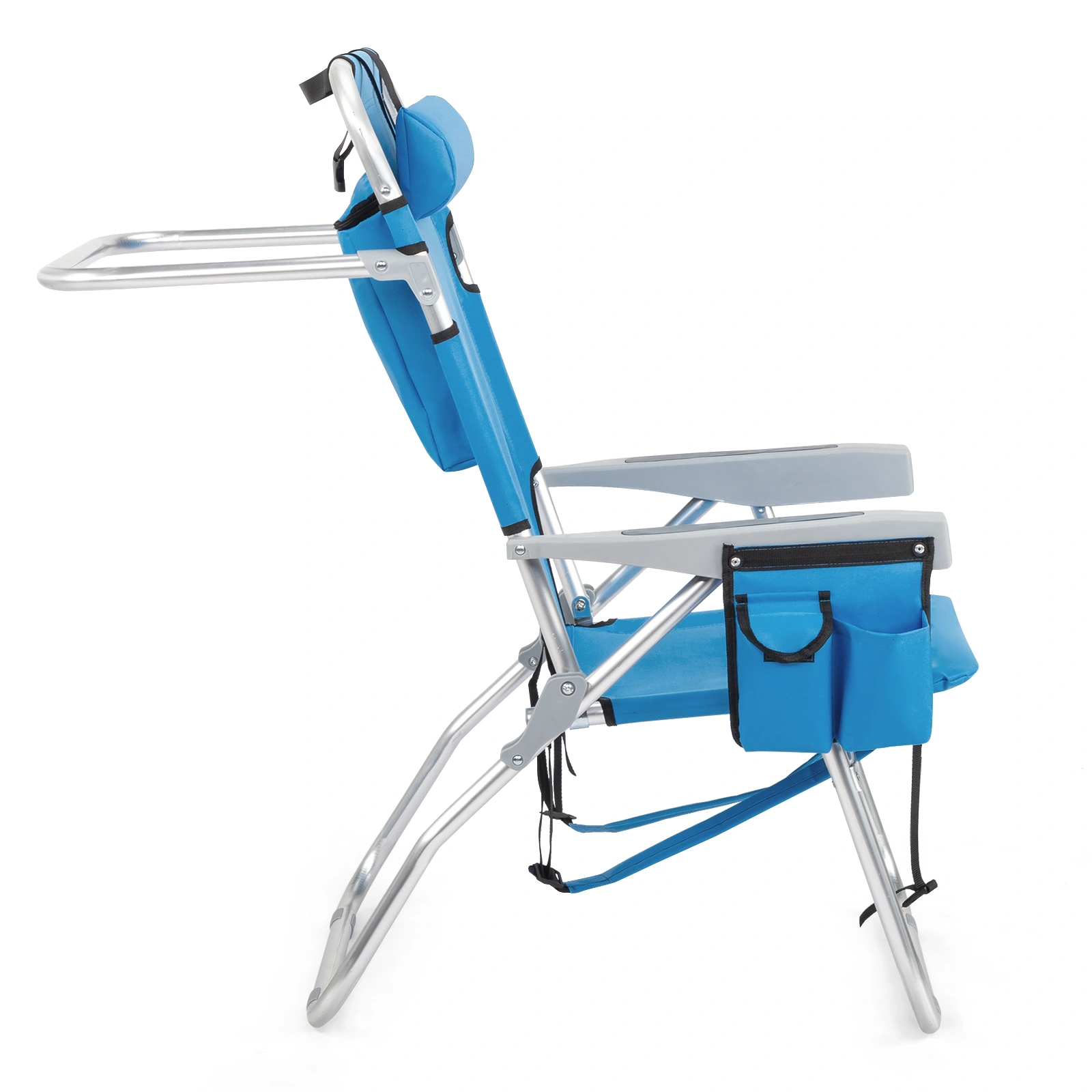63*70*99cm Heightened Oxford Cloth Silver White Aluminum Tube Bearing 100kg Beach Chair Blue view 16