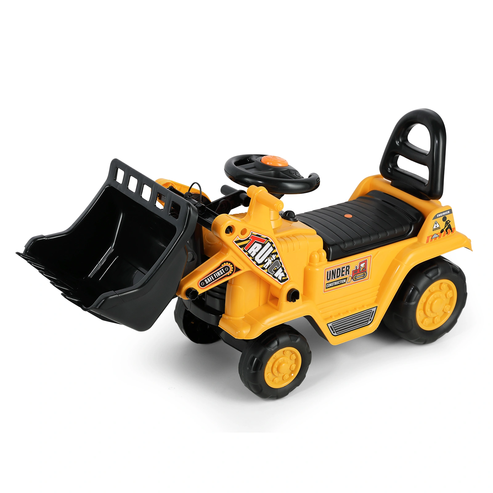 Push Tractor for Kids with Storage Compartment, Walking Excavator Toy Car, 2-in-1 Ride-On Digger for Toddlers