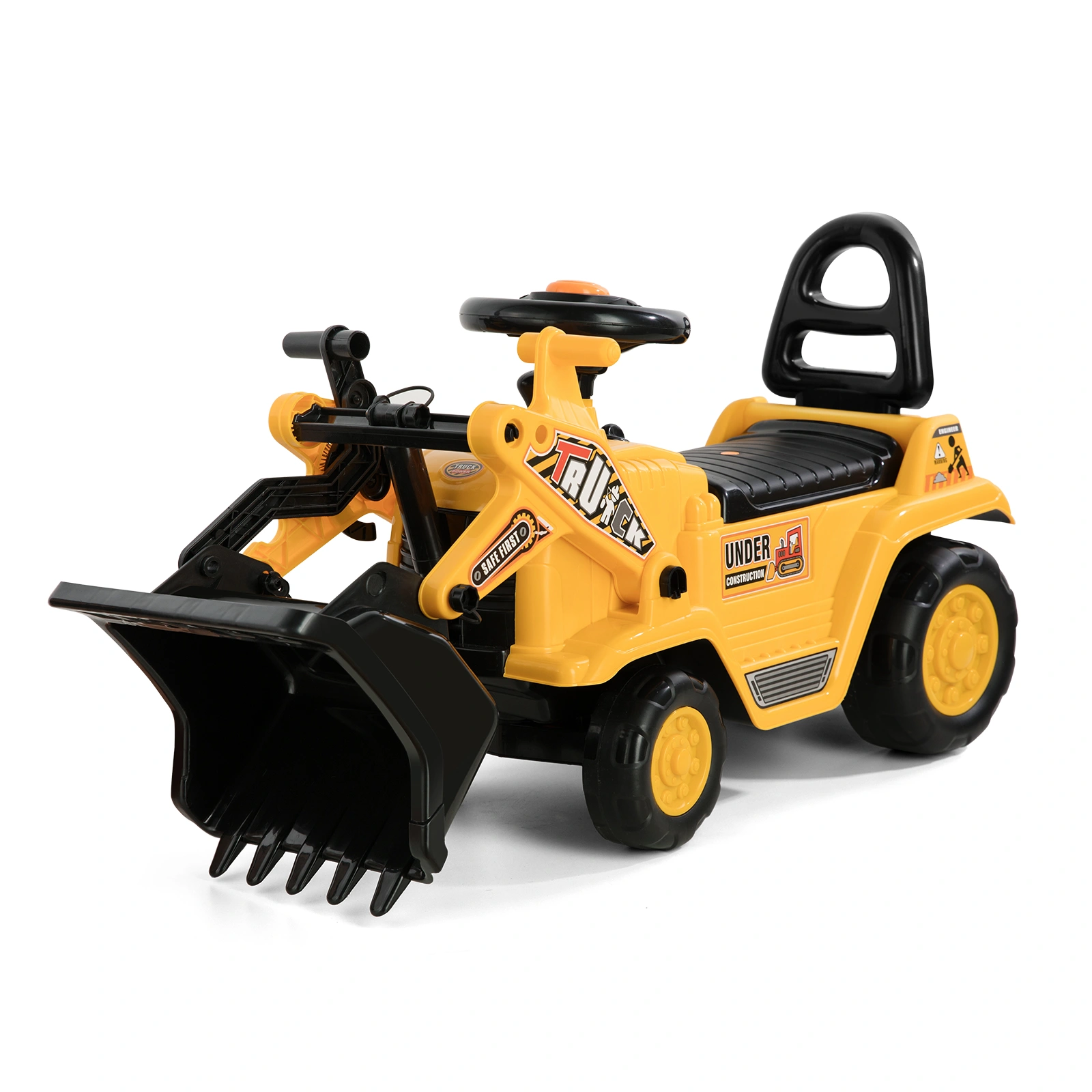 Push Tractor for Kids with Storage Compartment, Walking Excavator Toy Car, 2-in-1 Ride-On Digger for Toddlers view 3