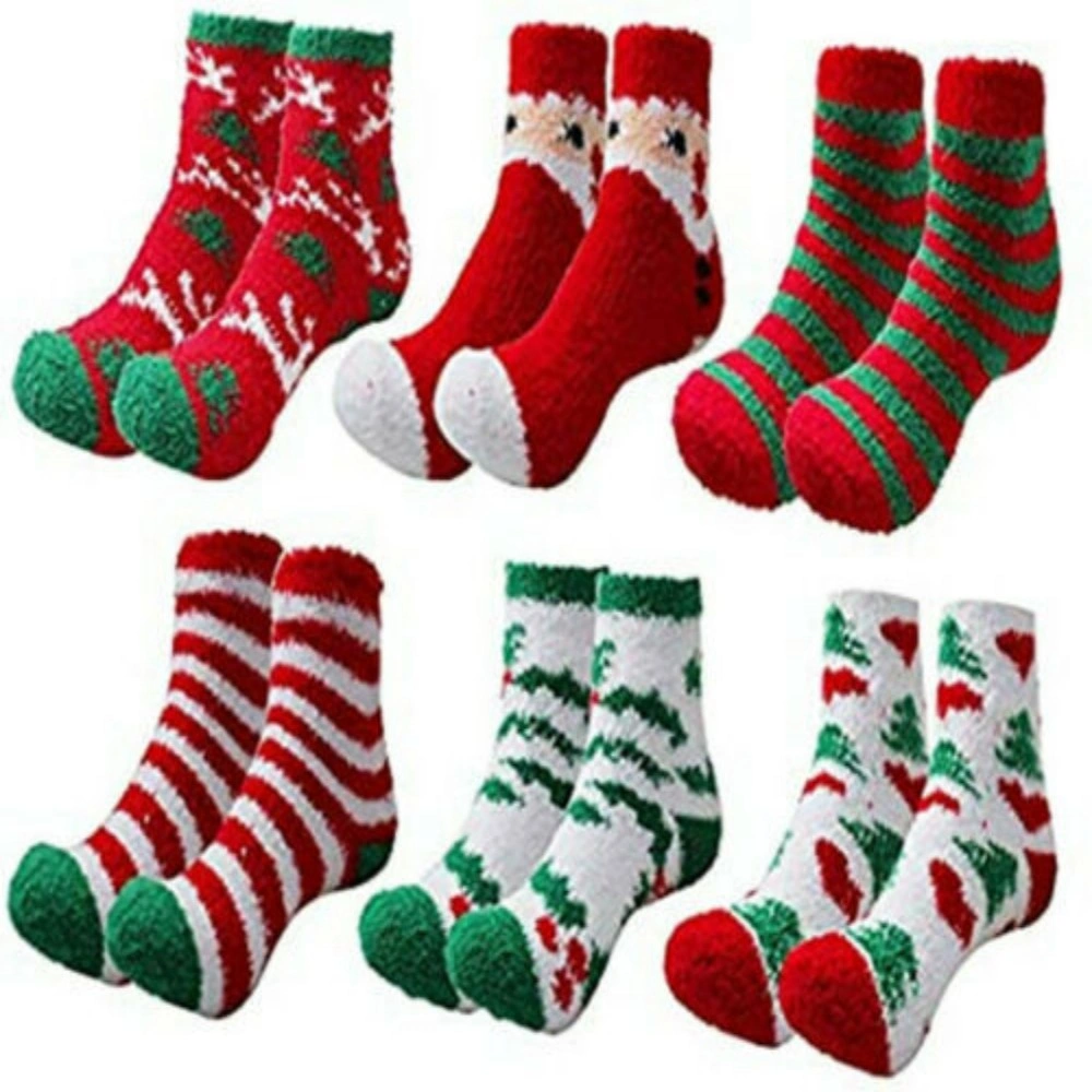 5 Pairs Women's Christmas Cozy Fluffy Bed Socks - Soft Warm Lounge Socks with Gift Bag view 2